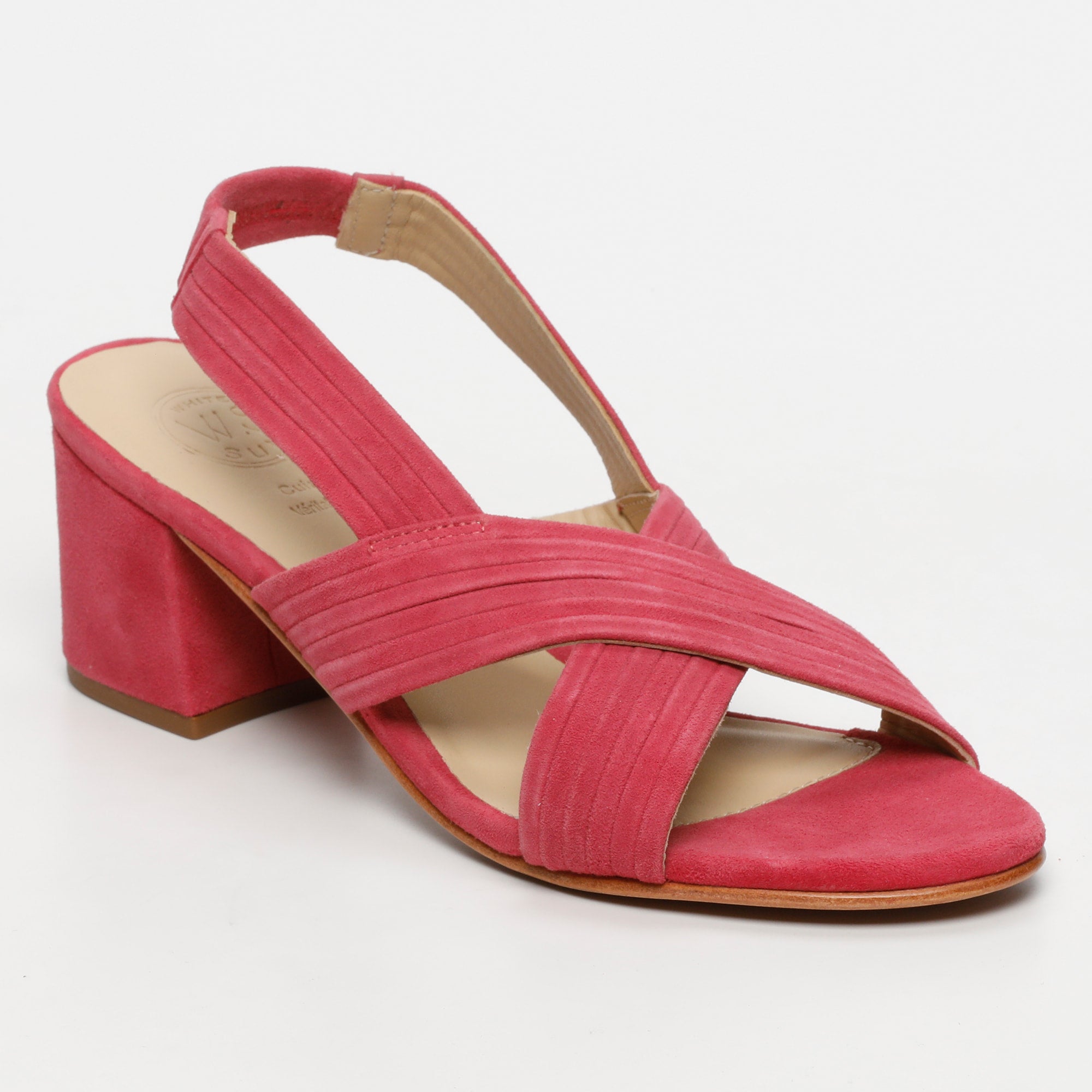 ISIA sandales talon en cuir framboise
