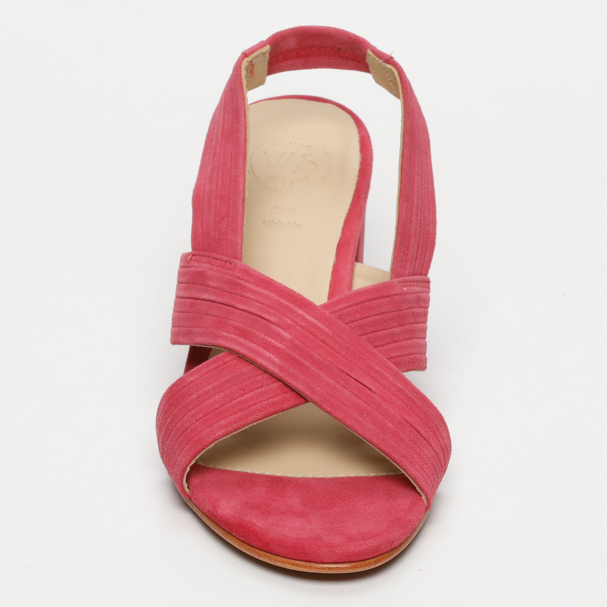 ISIA sandales talon en cuir framboise