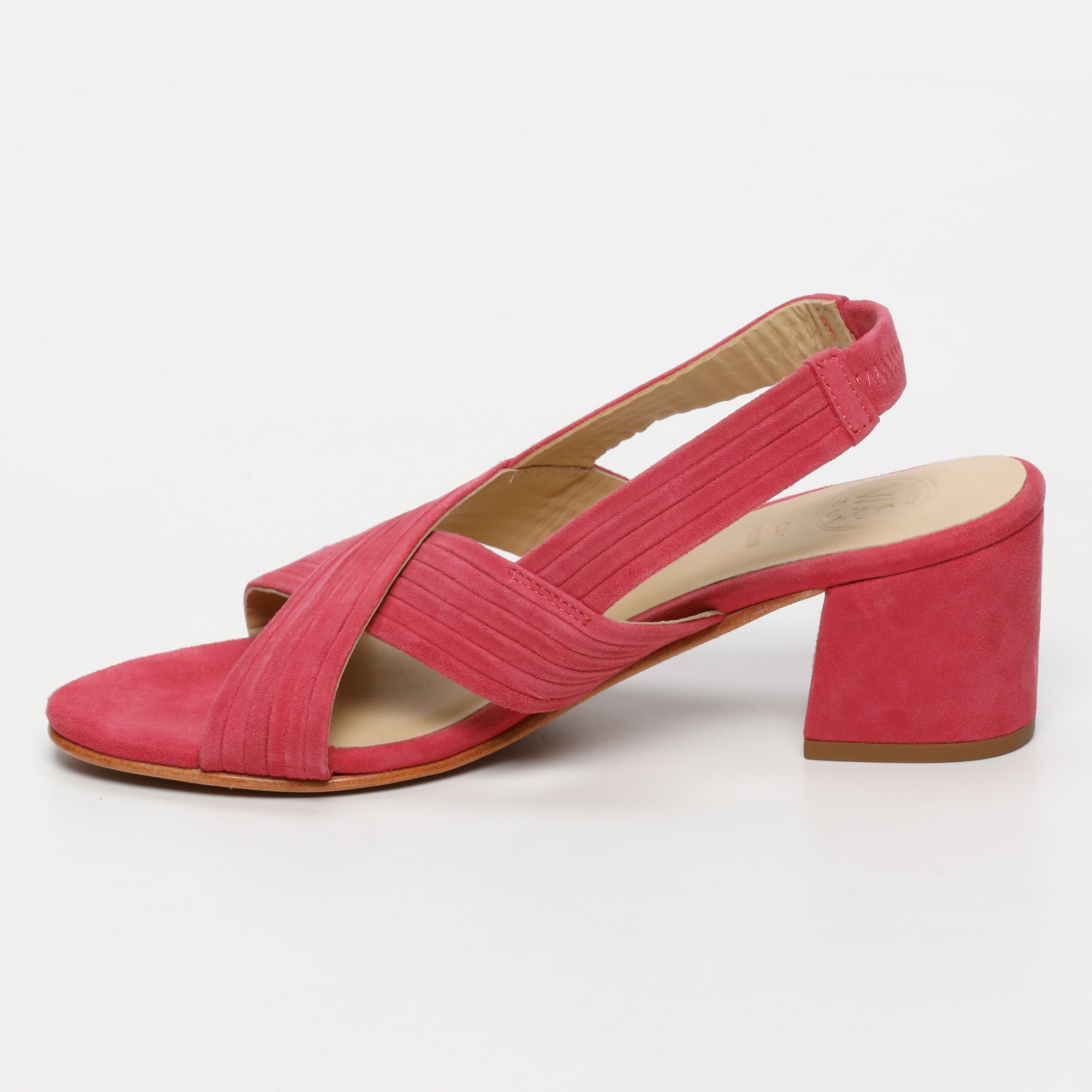 ISIA sandales talon en cuir framboise