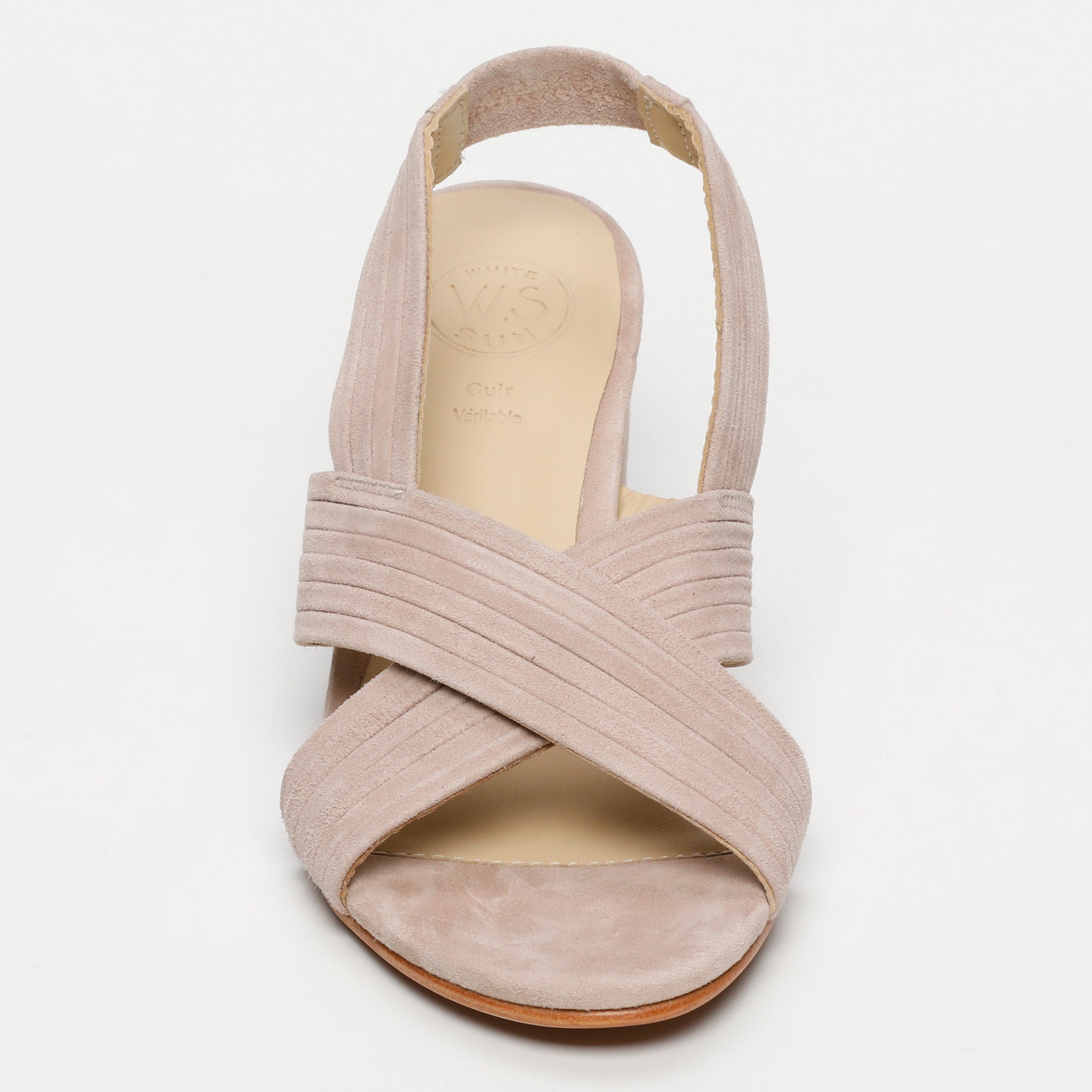 ISIA sandales talon en cuir beige clair