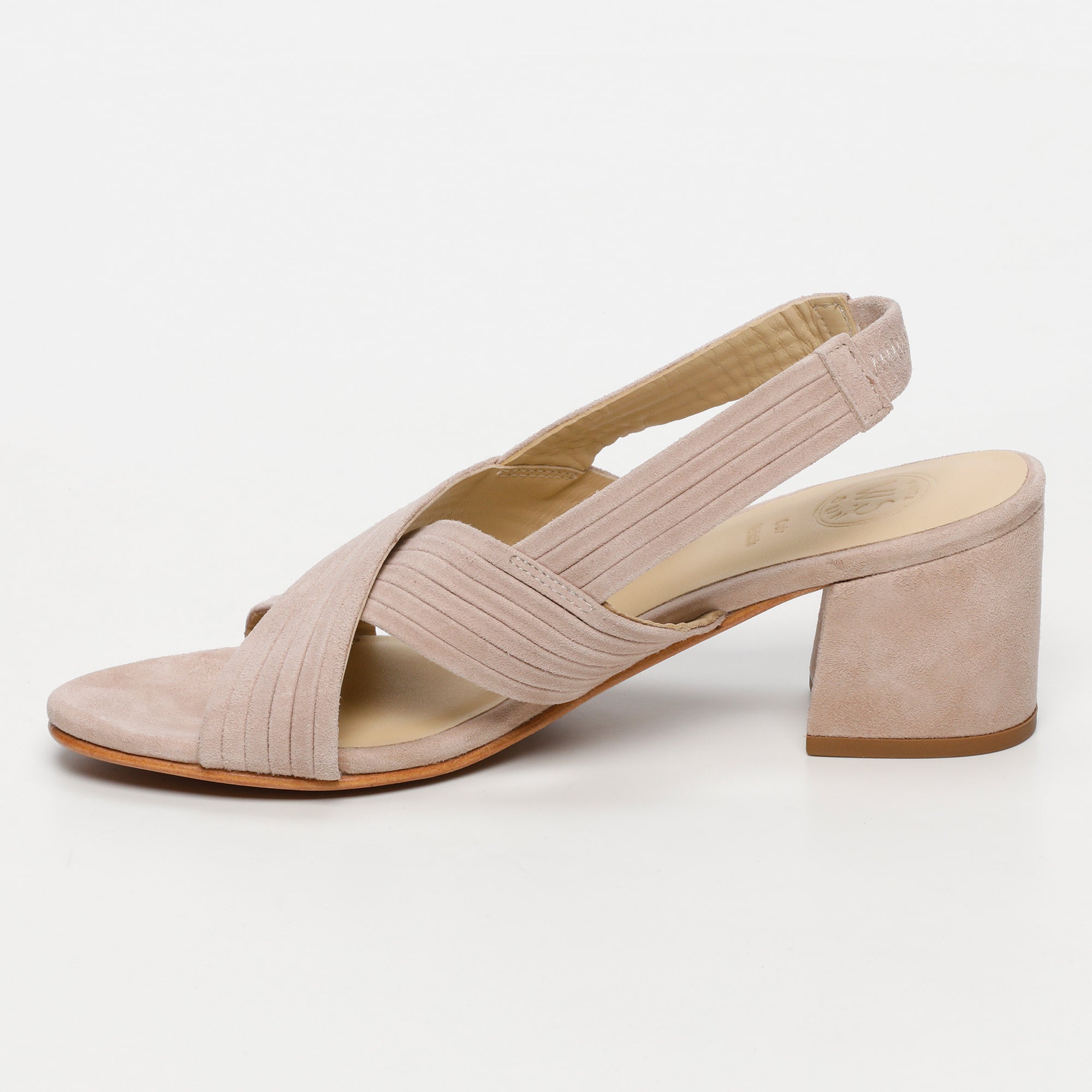 ISIA sandales talon en cuir beige clair