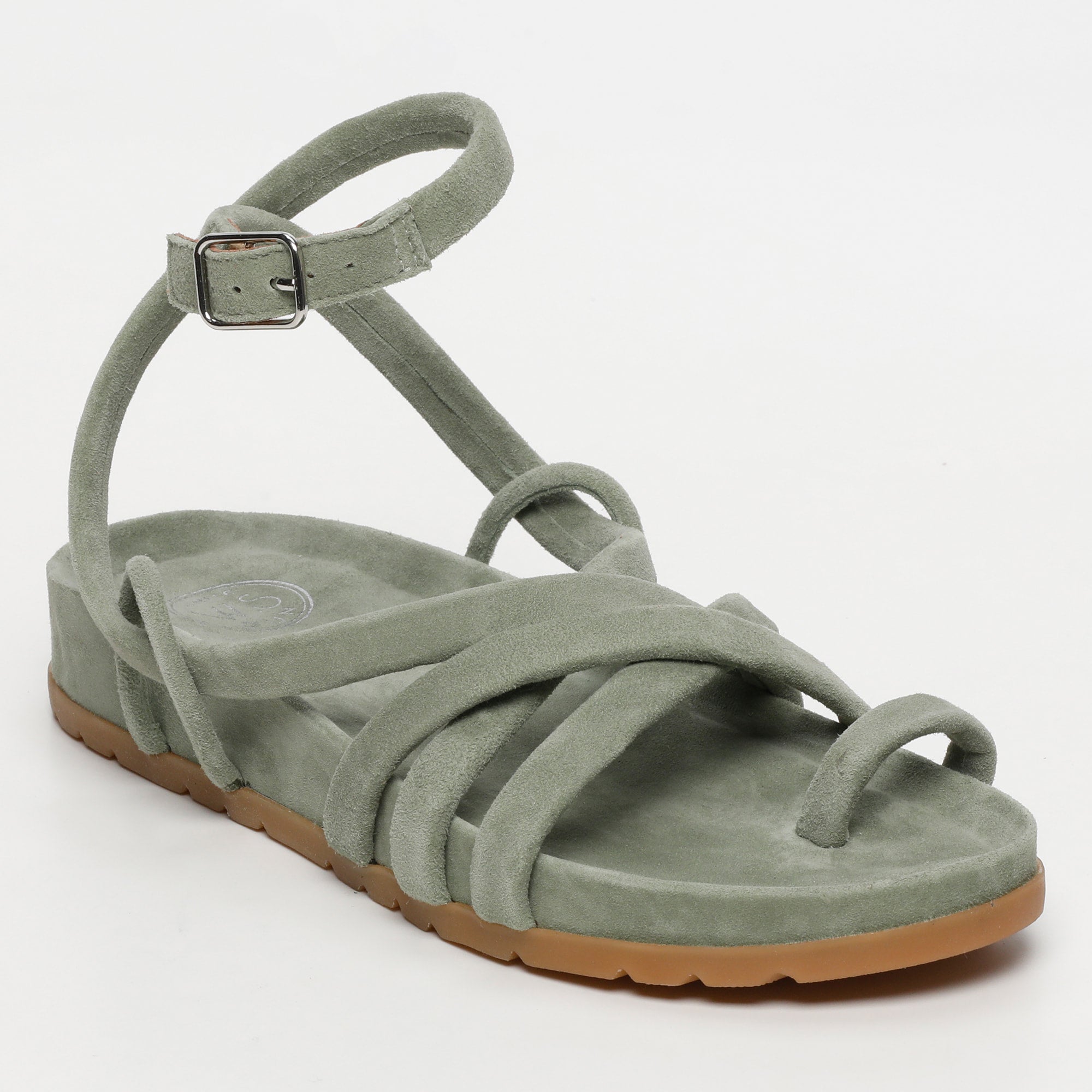 AVA sandales entre doigt en cuir kaki clair