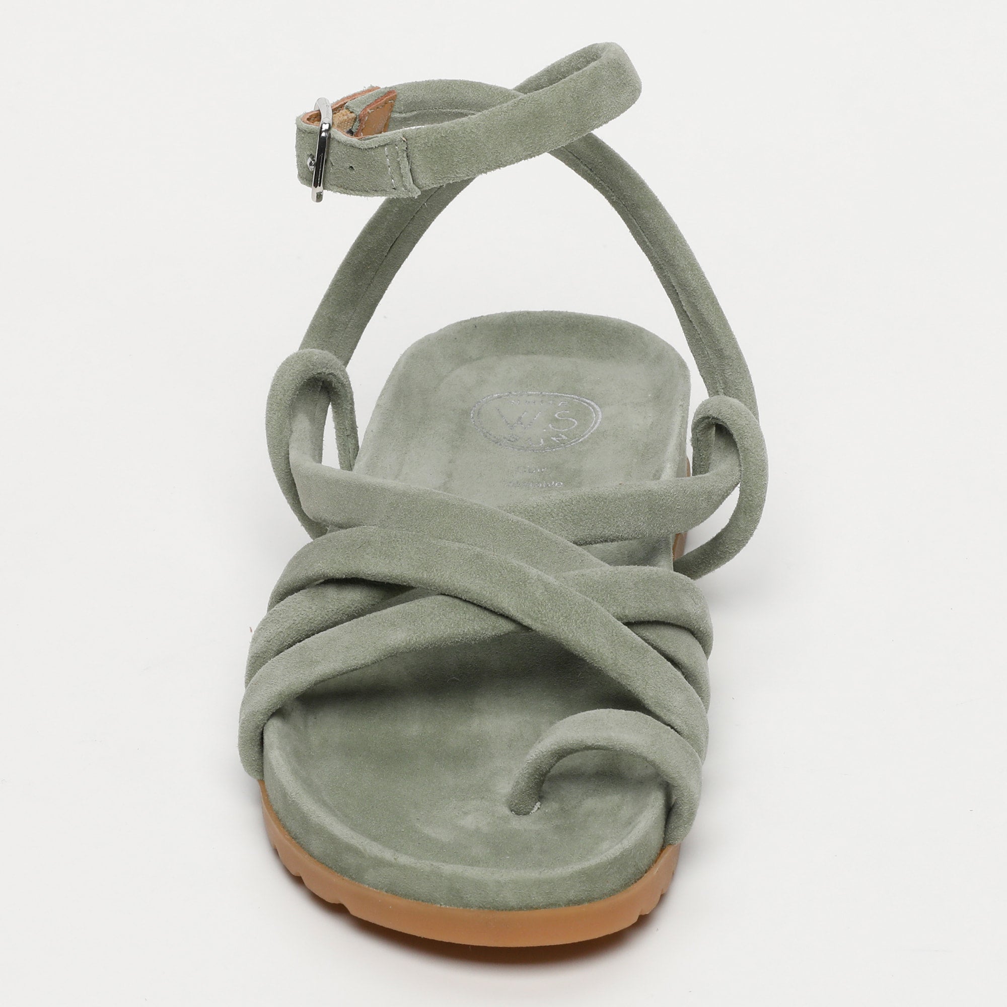 AVA sandales entre doigt en cuir kaki clair