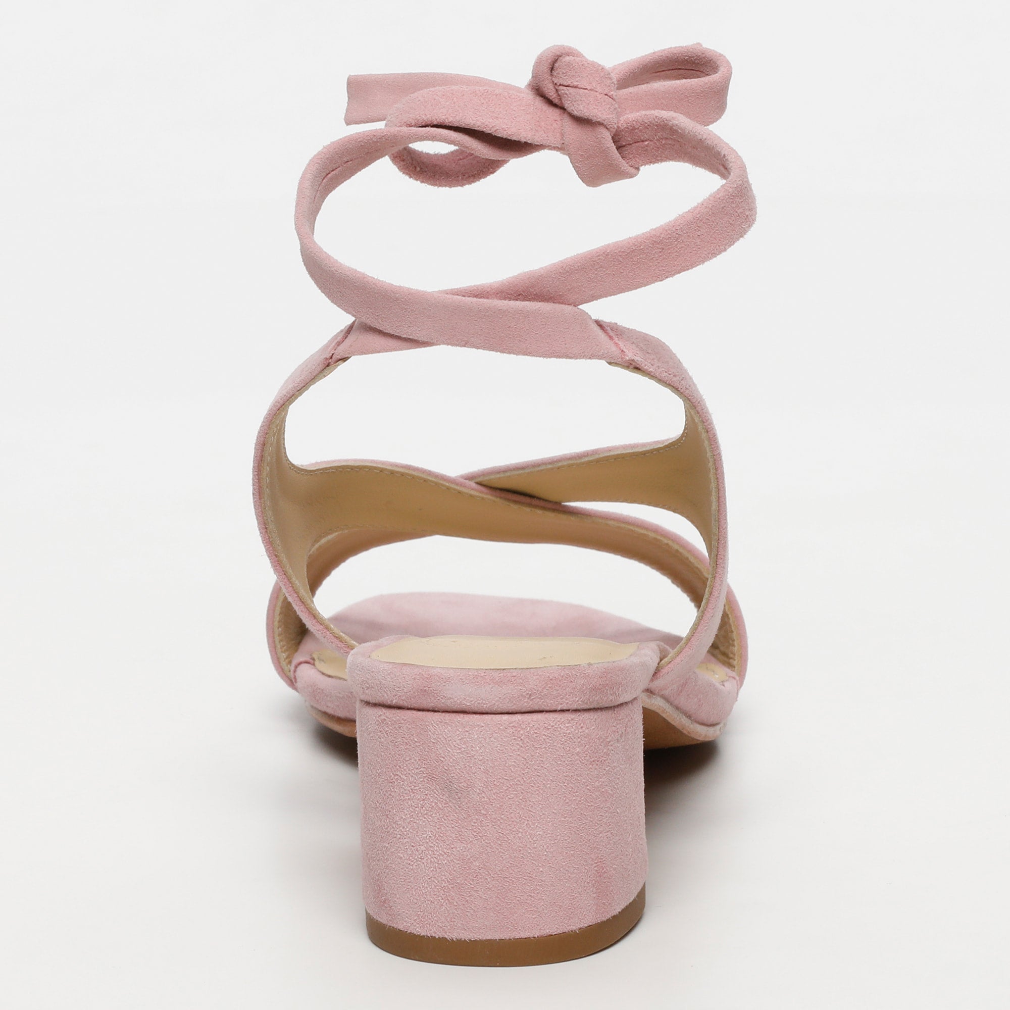 DARSHITA sandales talon lacets en cuir rose