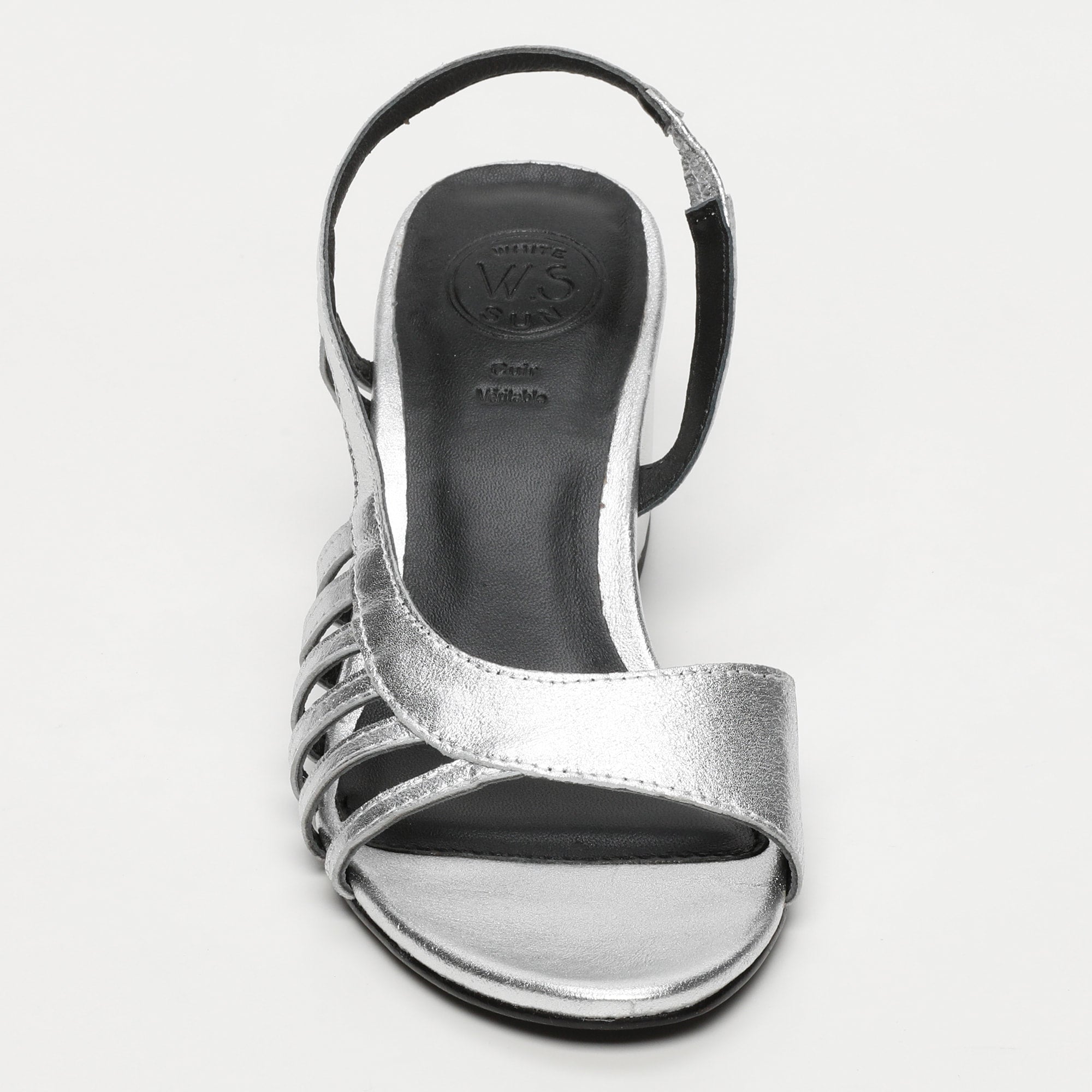 DEEKSHA sandales talon en cuir argent