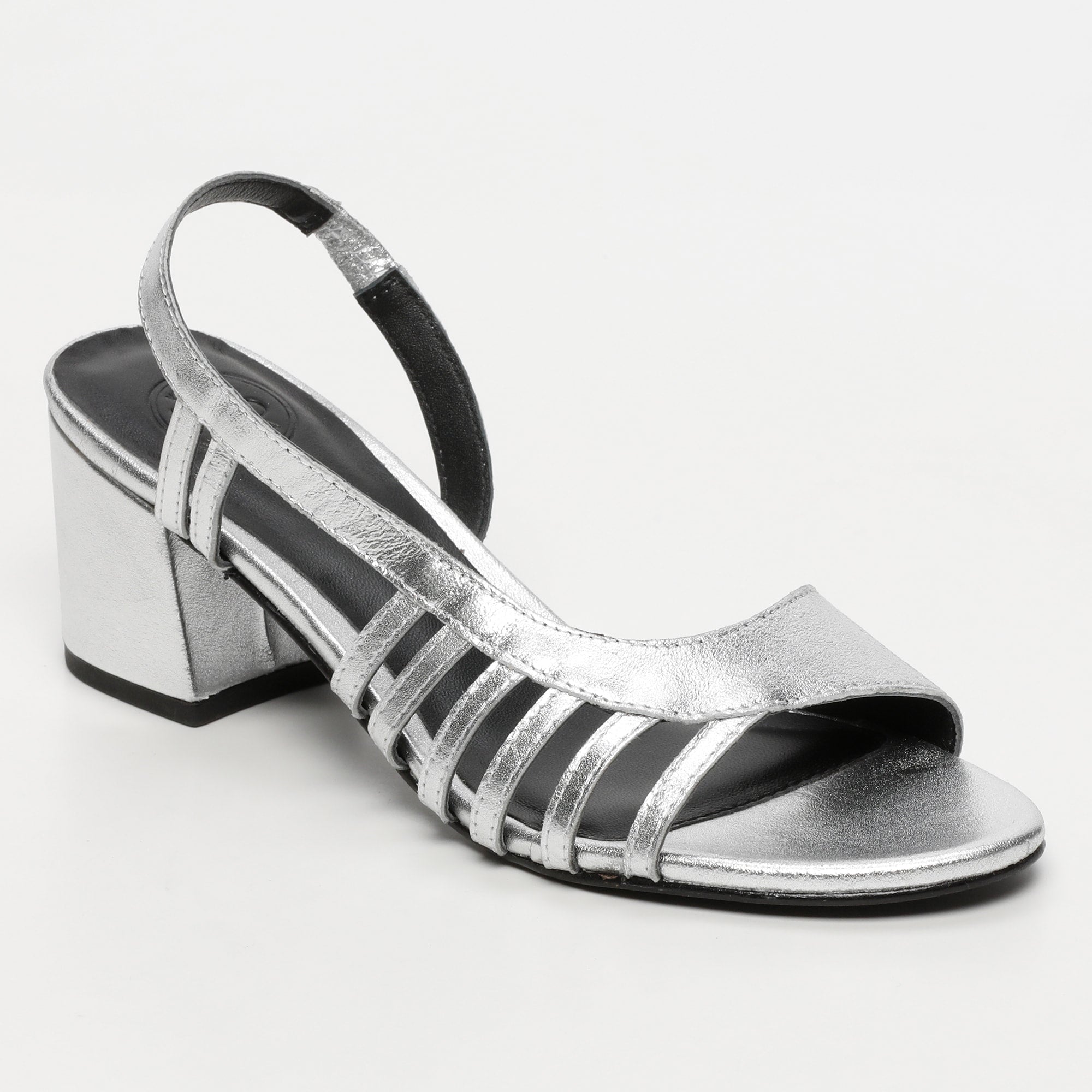 DEEKSHA sandales talon en cuir argent