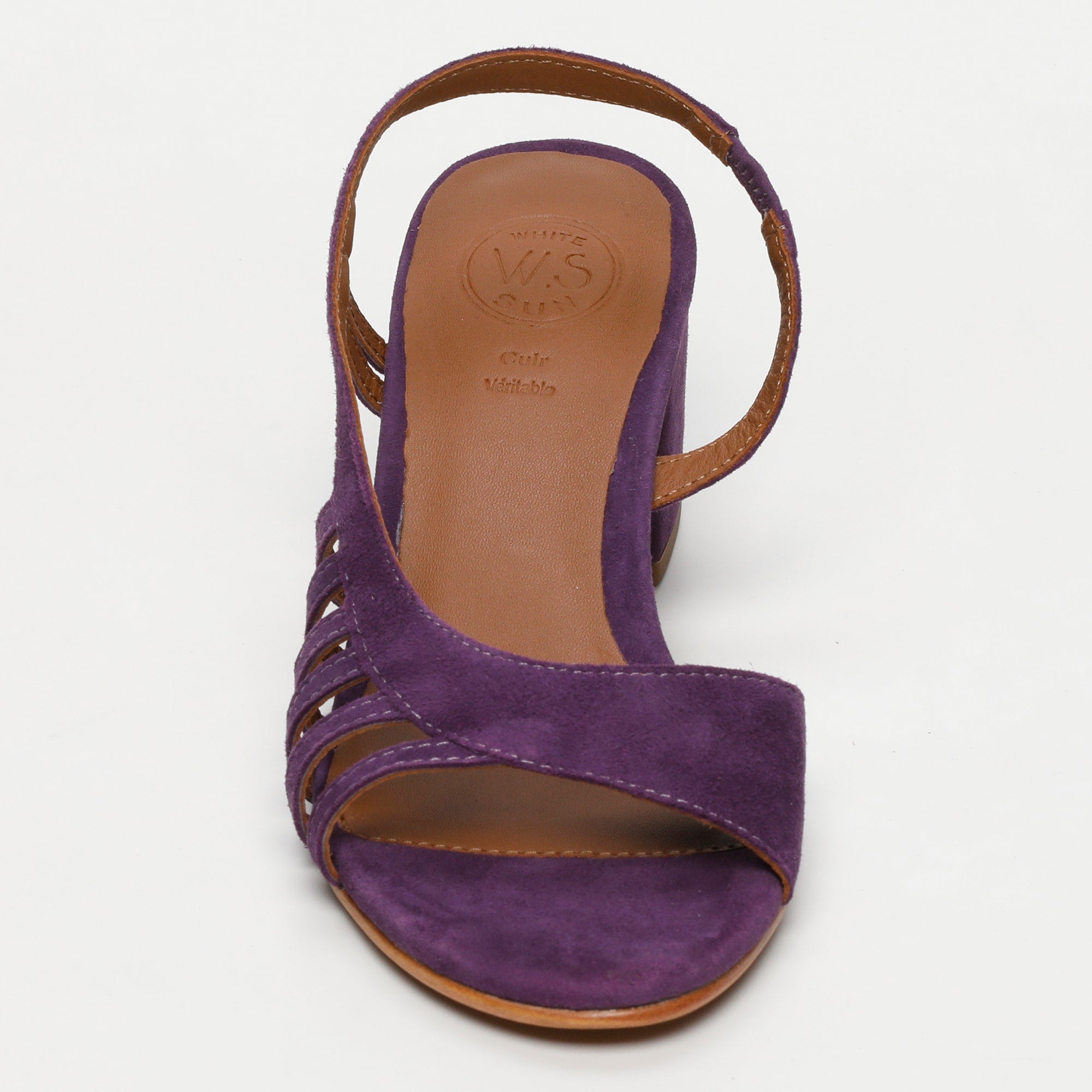 DEEKSHA sandales talon en cuir améthyste