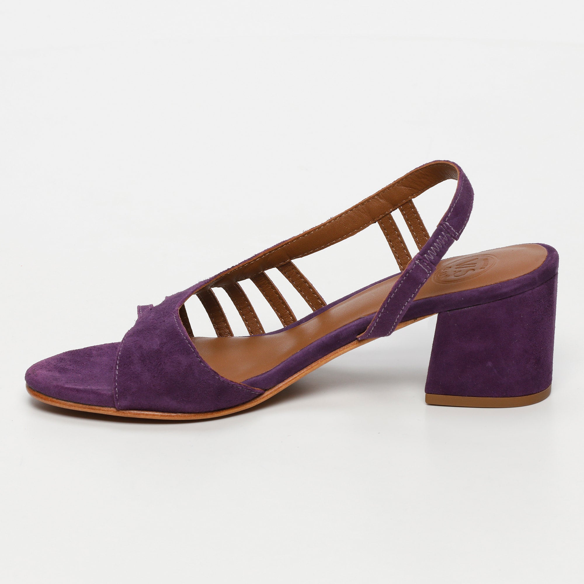 DEEKSHA sandales talon en cuir améthyste