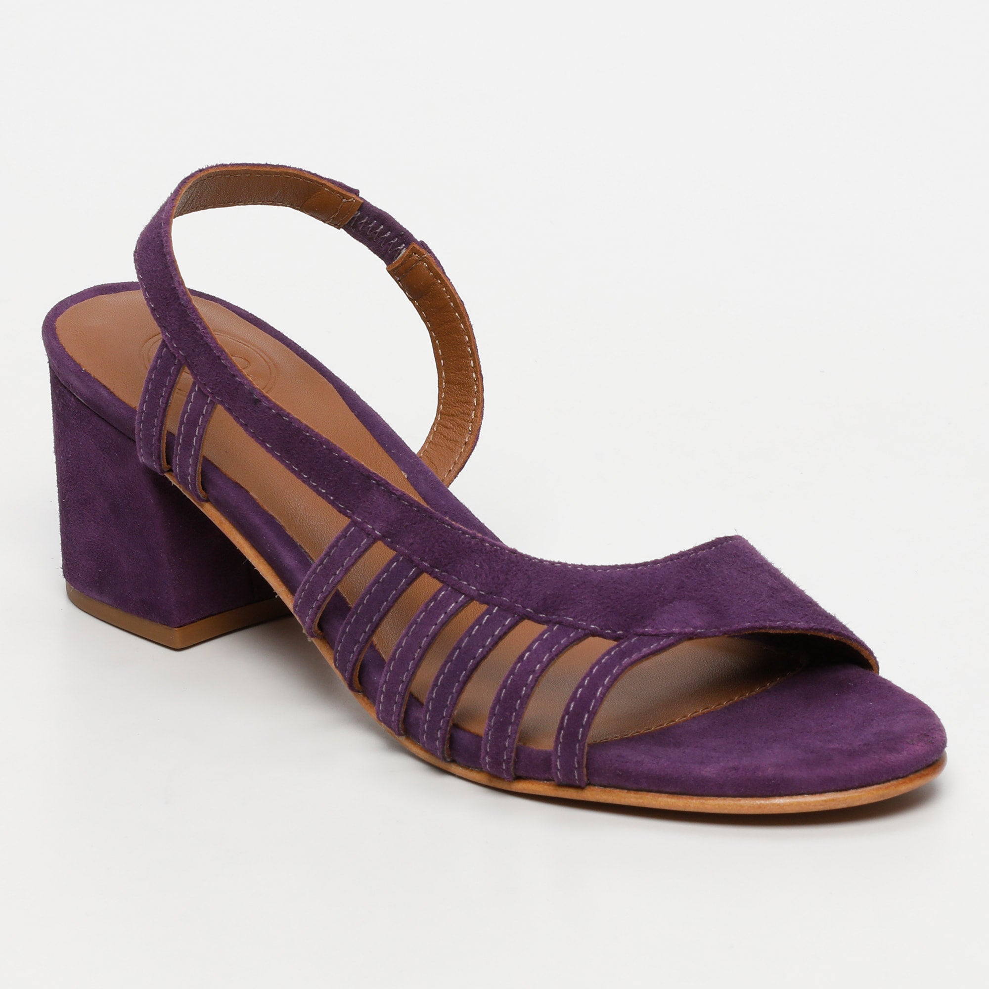 DEEKSHA sandales talon en cuir améthyste