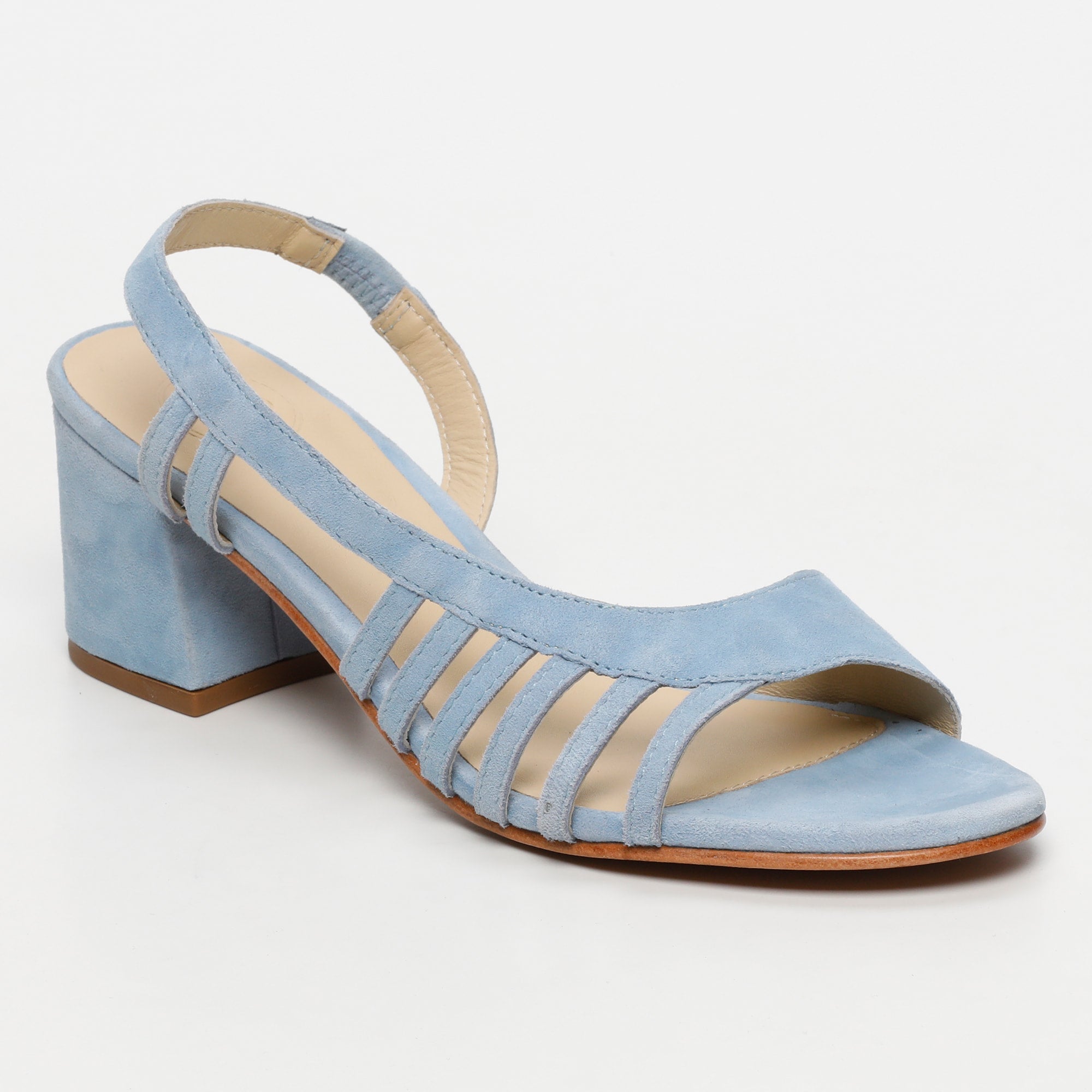 DEEKSHA sandales talon en cuir bleu clair
