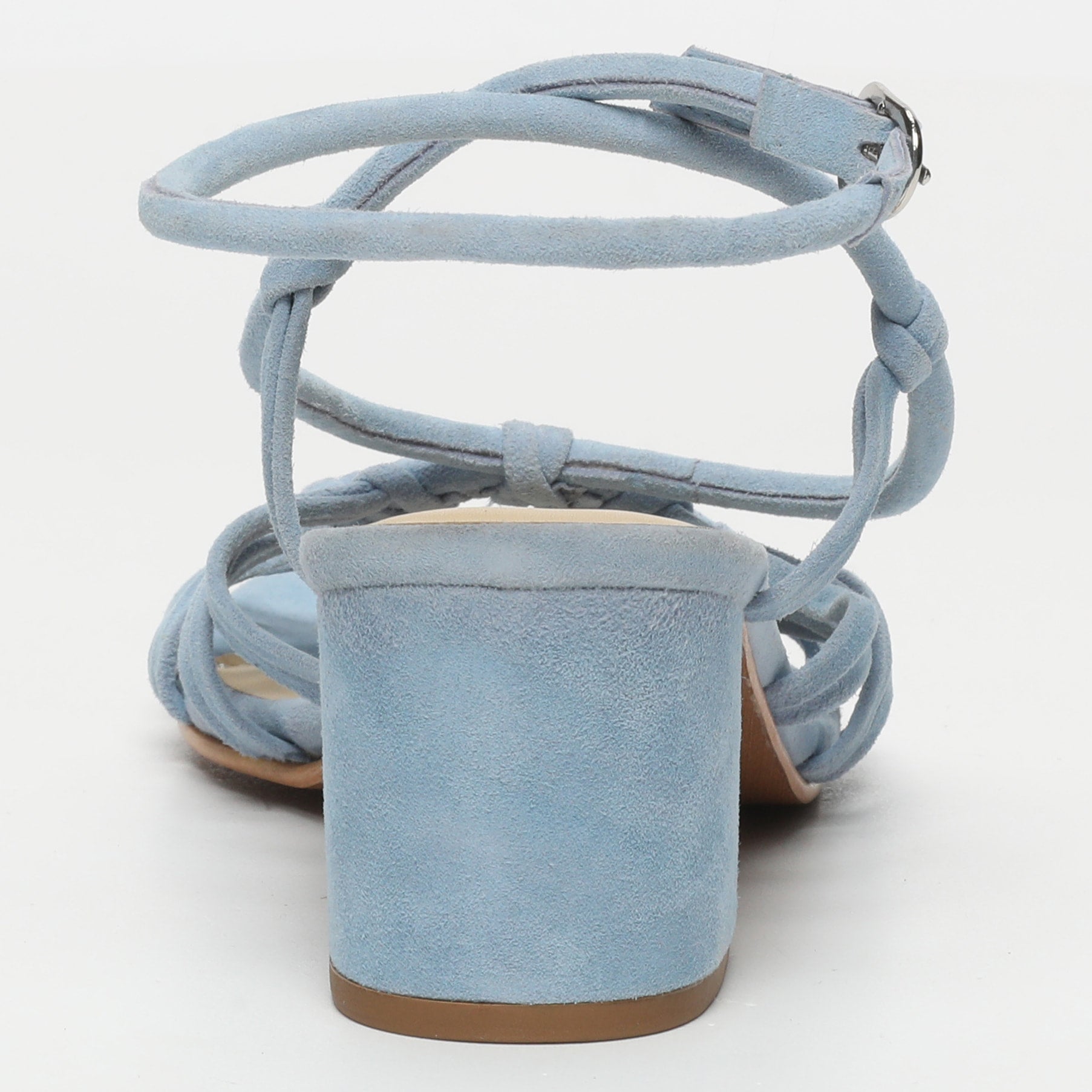 DEEKSHITHA sandales talon bracelet de cheville en cuir bleu clair