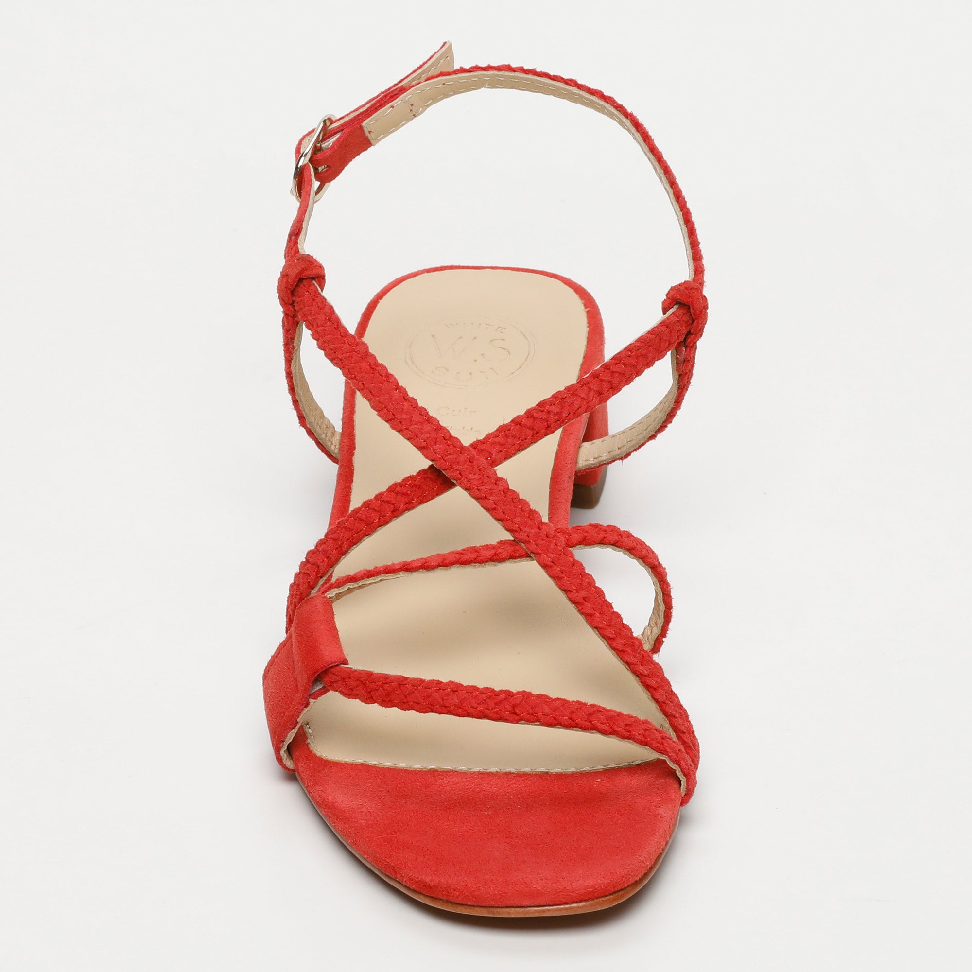 DEEPAKALA sandales talon tresse en cuir fraise