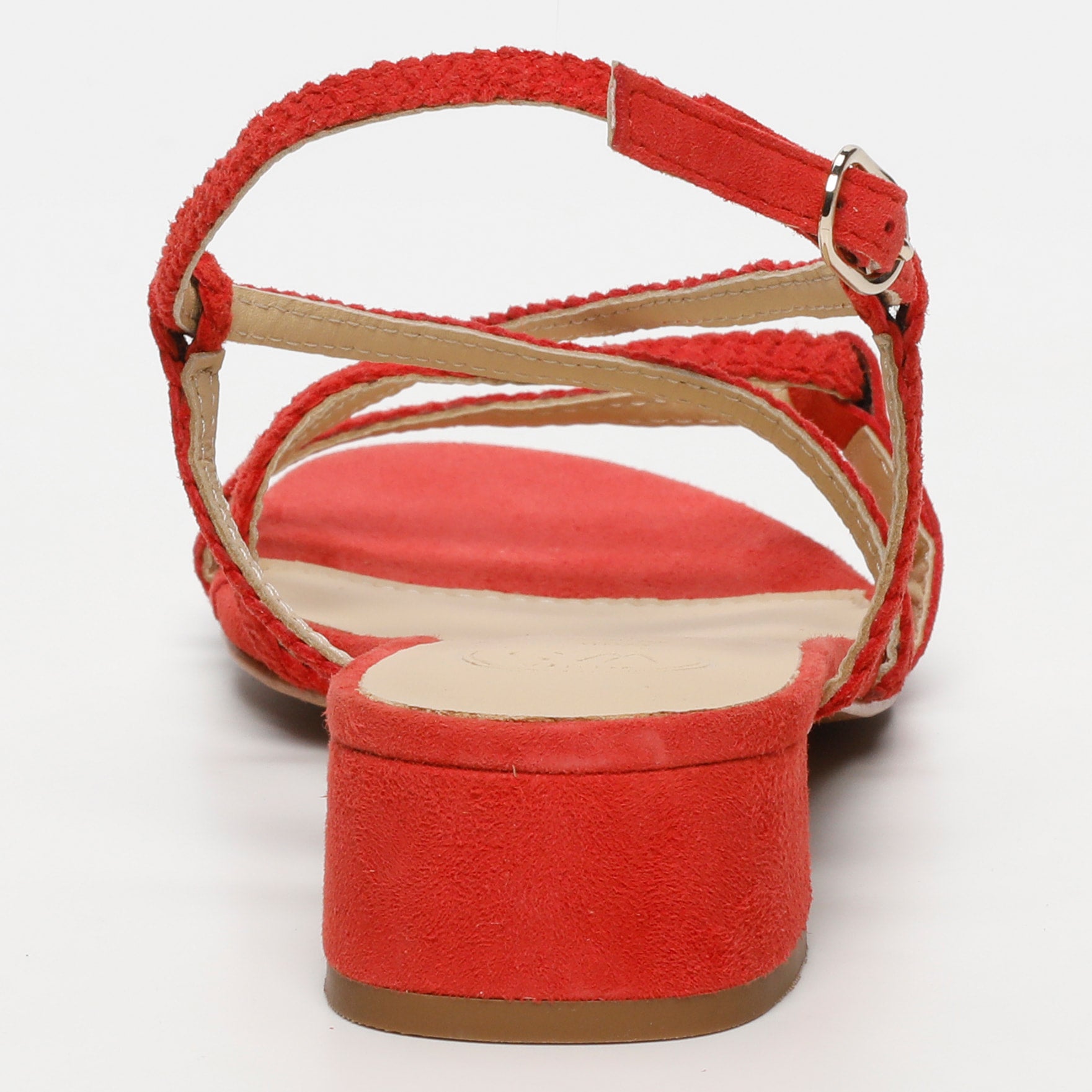 DEEPAKALA sandales talon tresse en cuir fraise