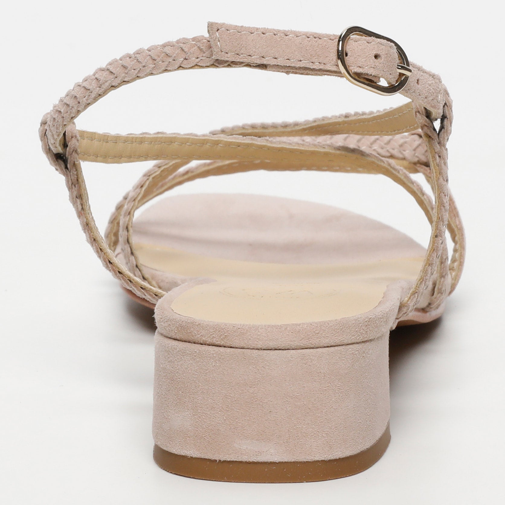 DEEPAKALA sandales talon tresse en cuir beige clair