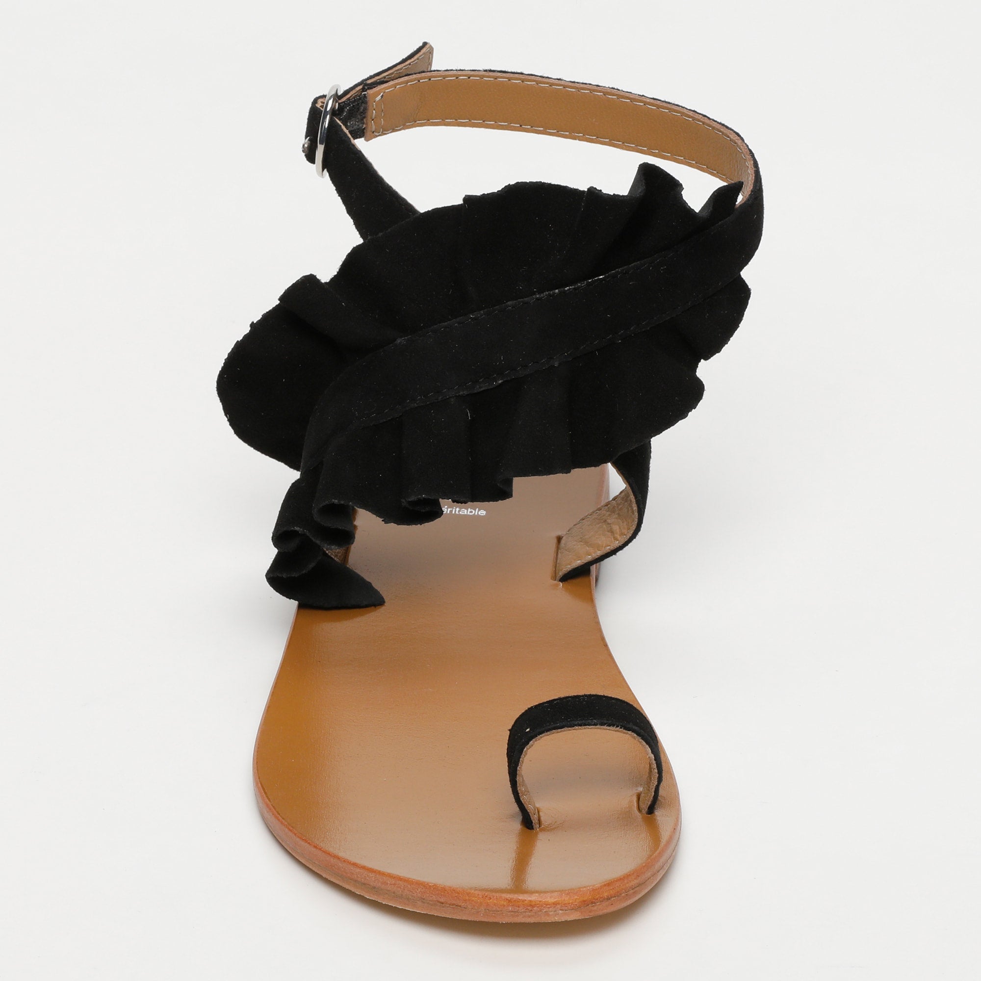 DEVIPRIYA sandales entre doigt fantaisie en cuir noir