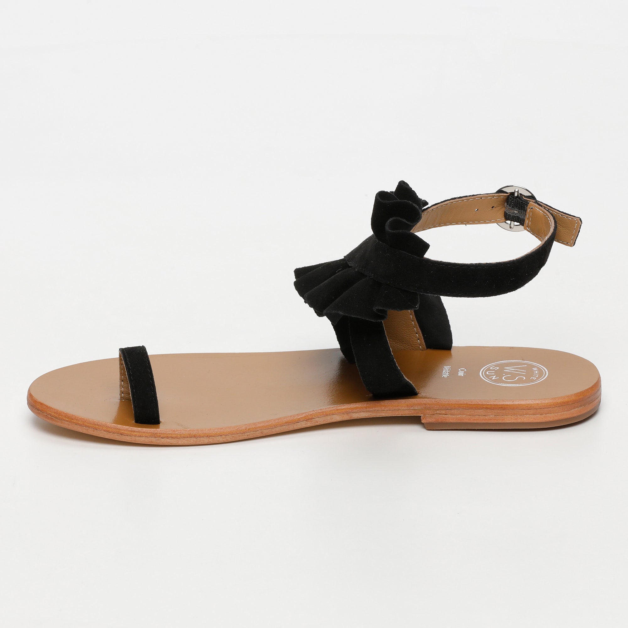 DEVIPRIYA sandales entre doigt fantaisie en cuir noir