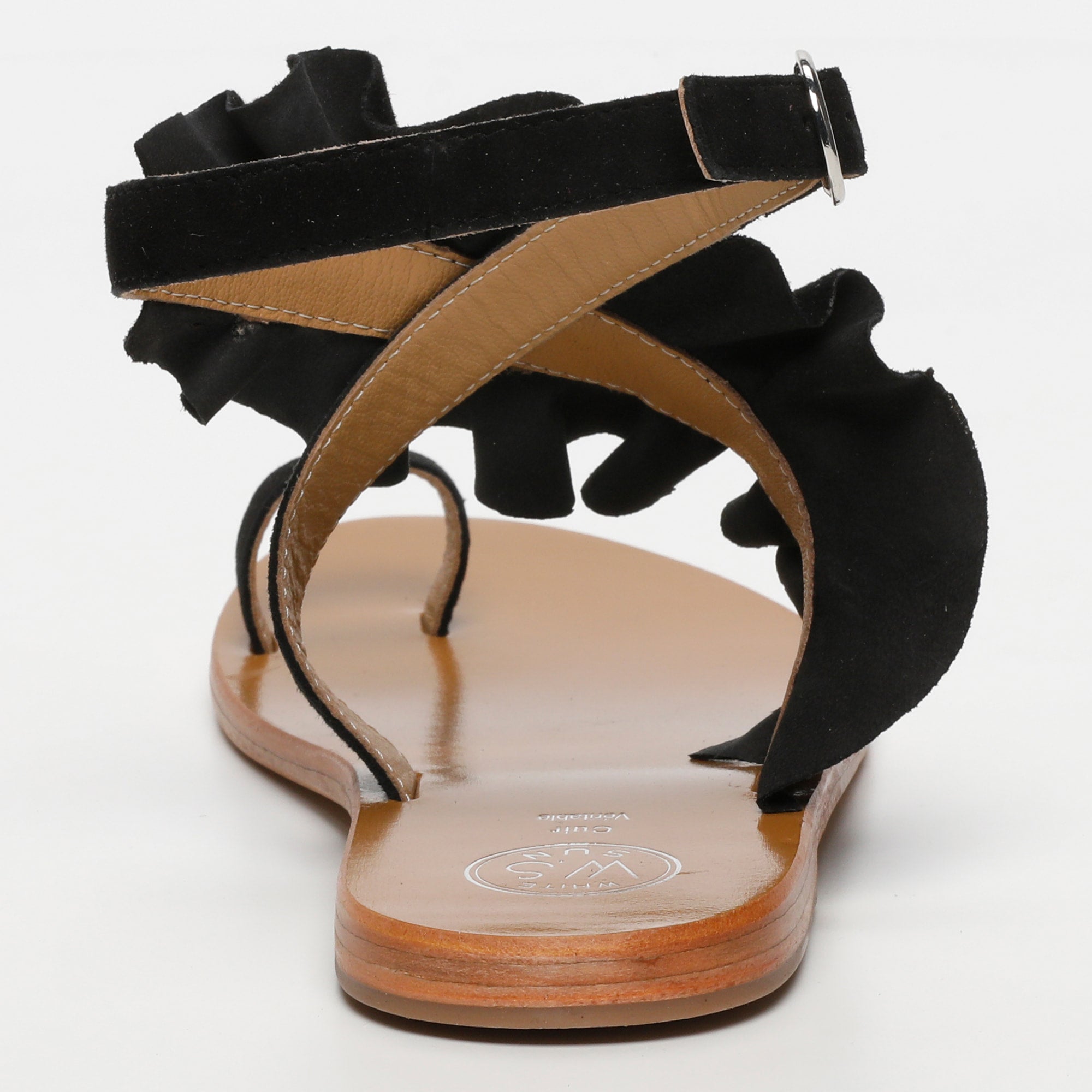 DEVIPRIYA sandales entre doigt fantaisie en cuir noir