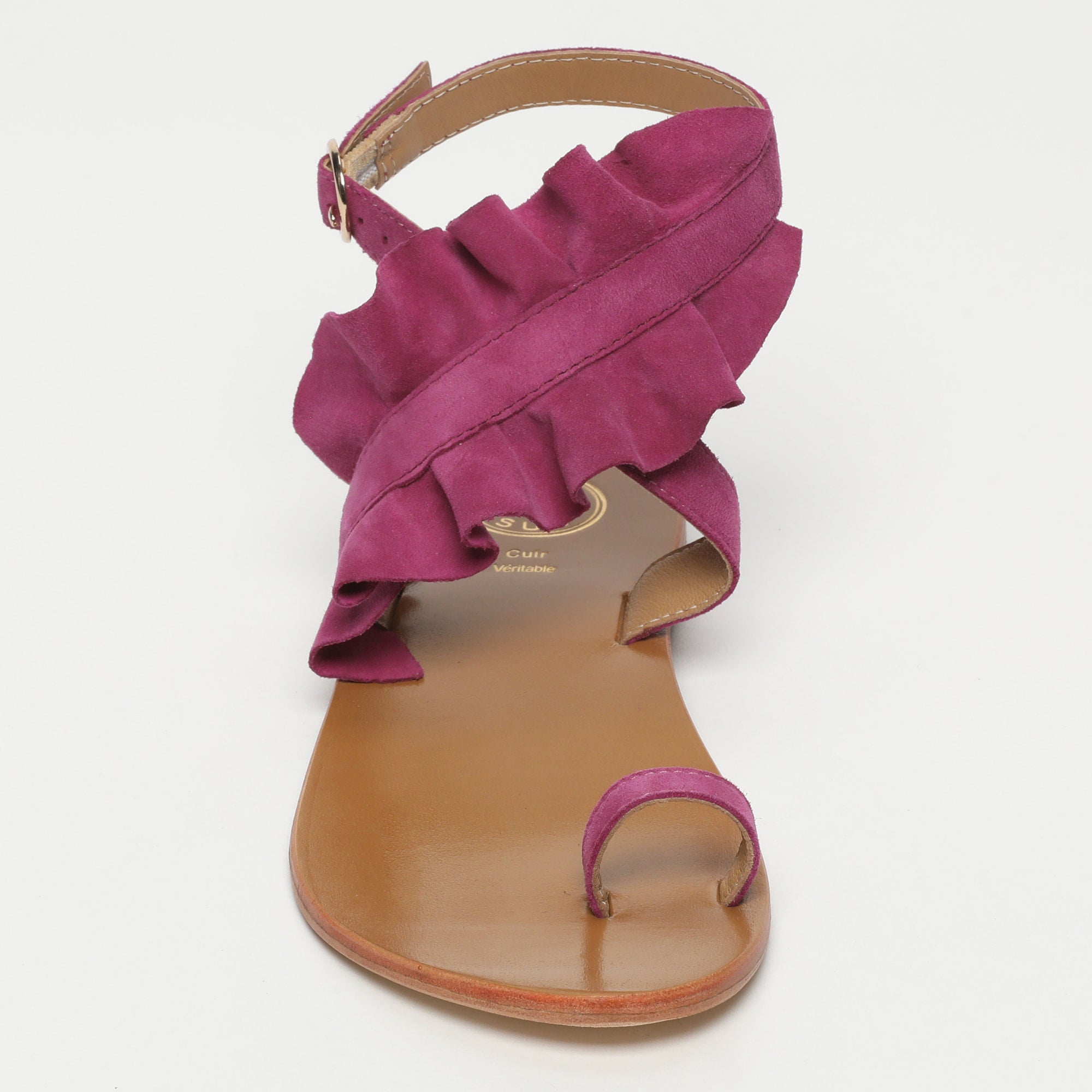 DEVIPRIYA sandales entre doigt fantaisie en cuir violet