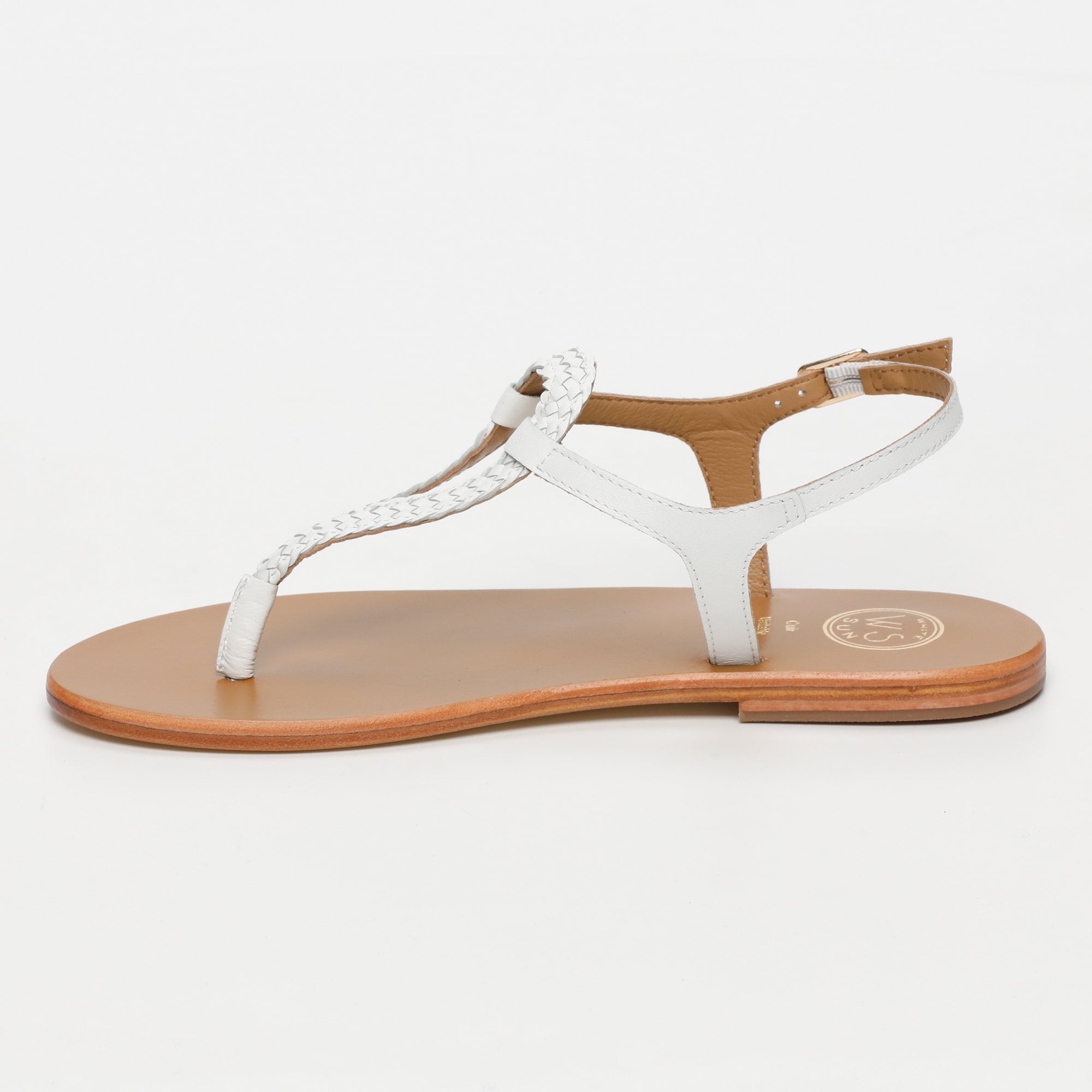 MAYOR sandales entre doigt tresse en cuir blanc
