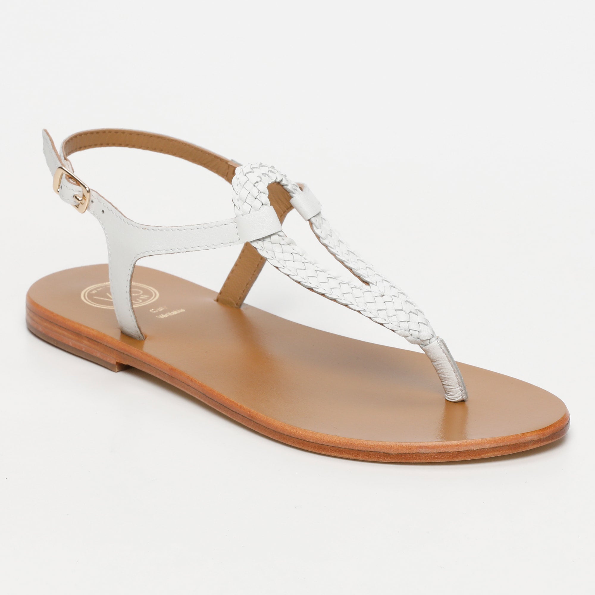 MAYOR sandales entre doigt tresse en cuir blanc
