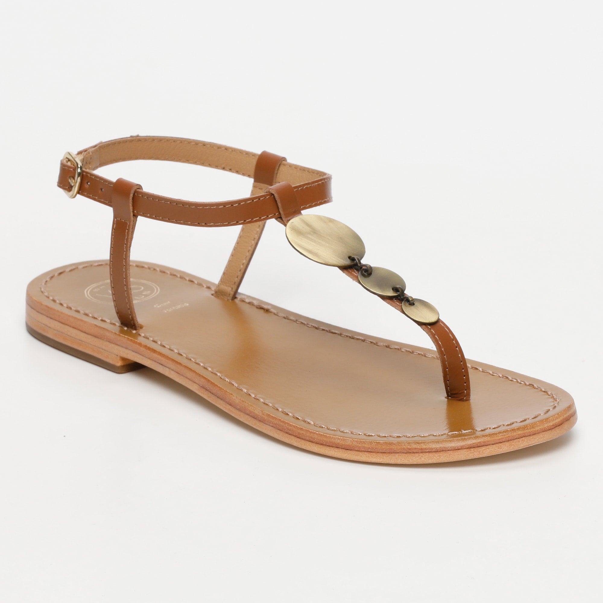 CYMATIUM sandales fantaisie en cuir camel
