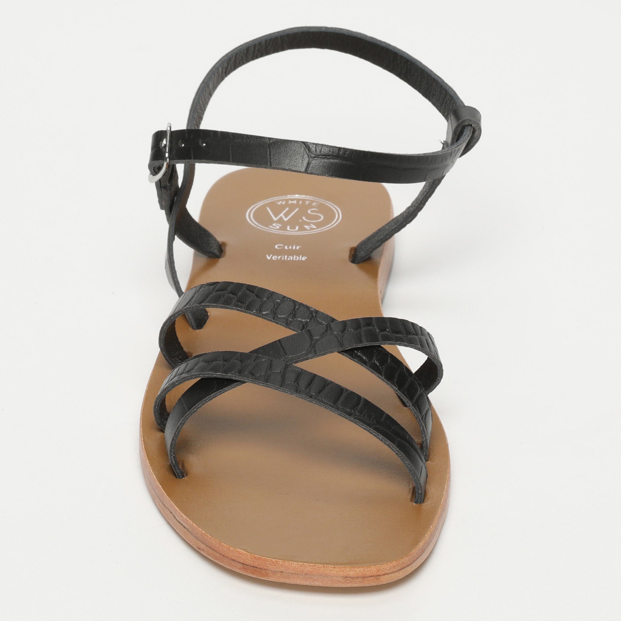 ALINA sandales en cuir croco noir