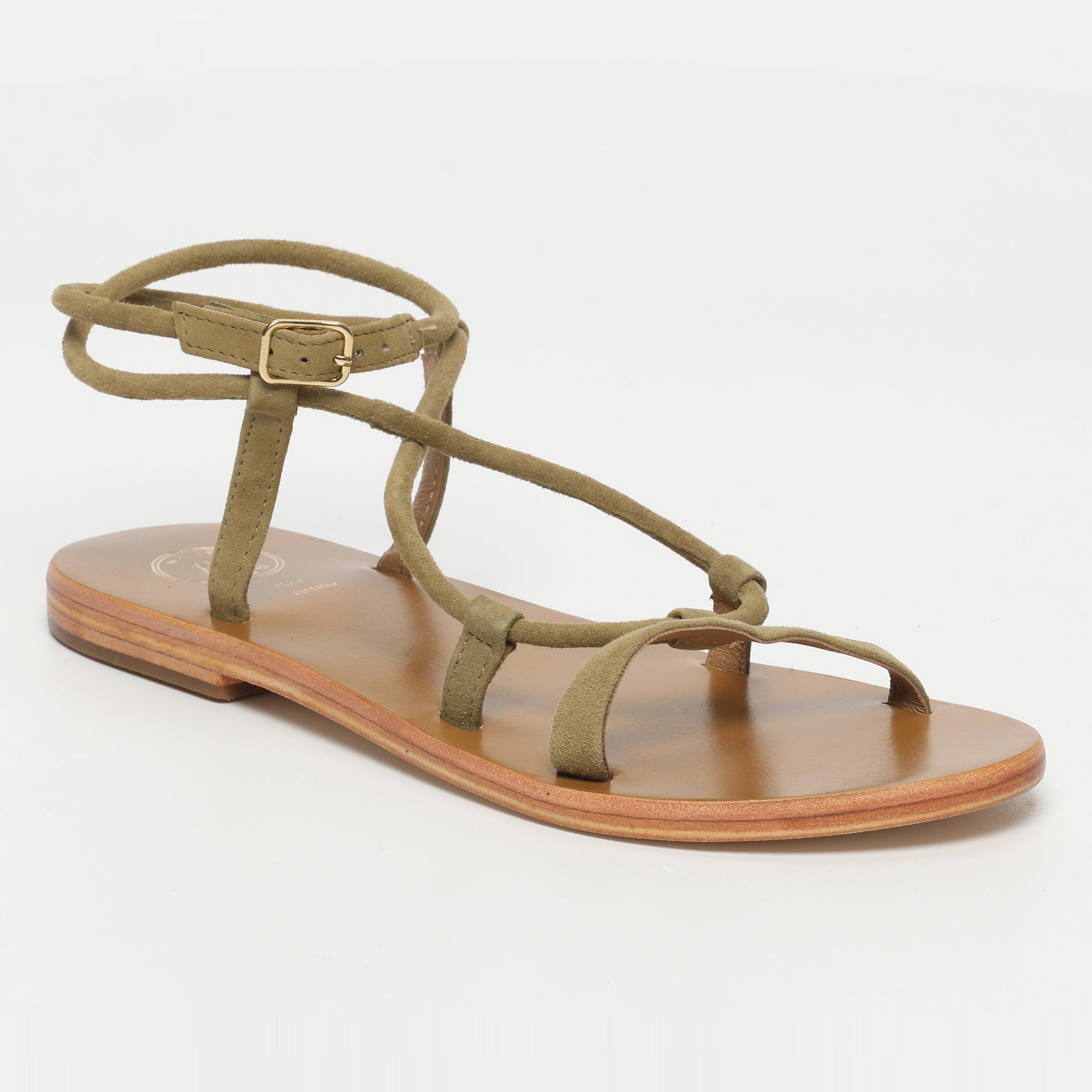 TAYLEE sandales spaghetti en cuir olive