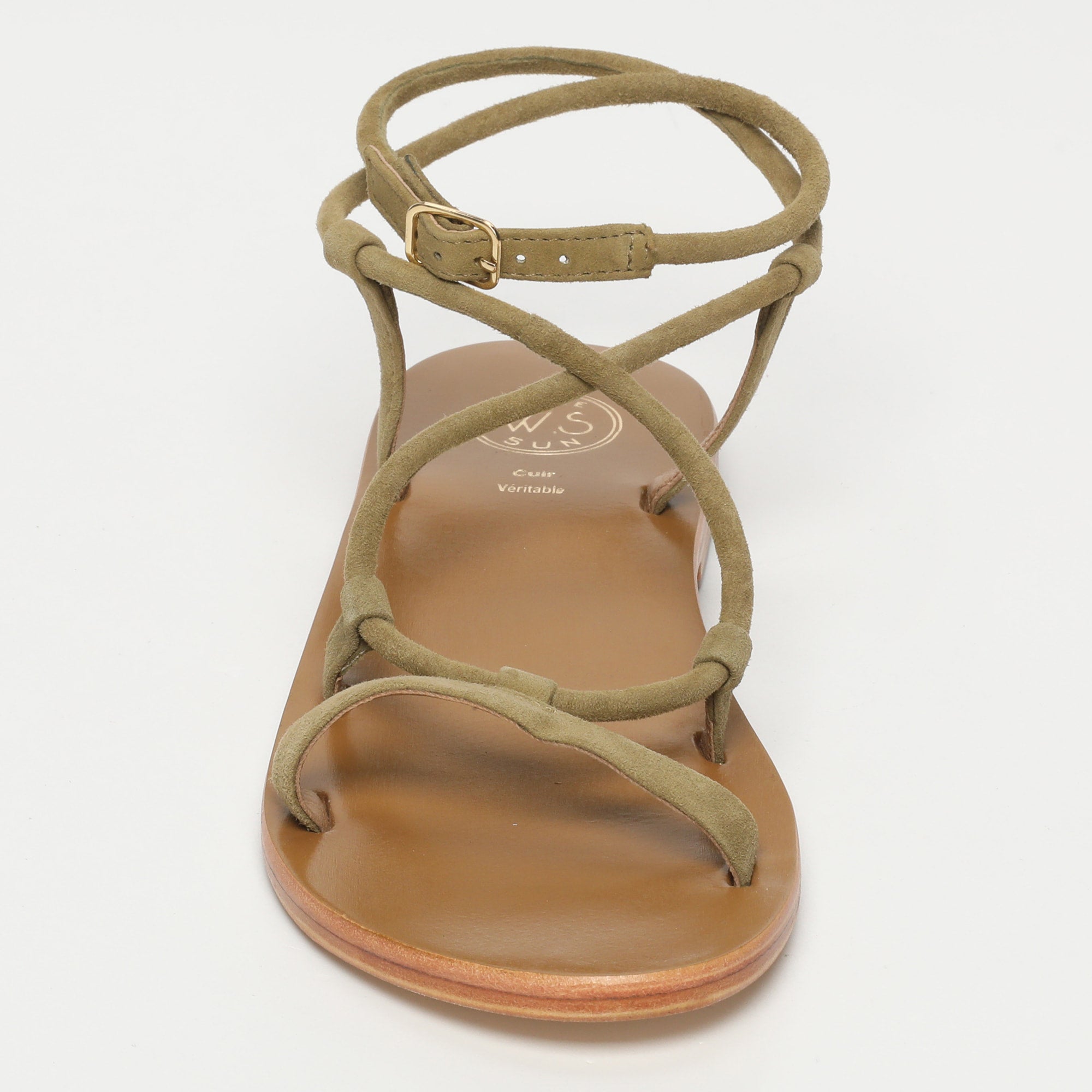 TAYLEE sandales spaghetti en cuir olive