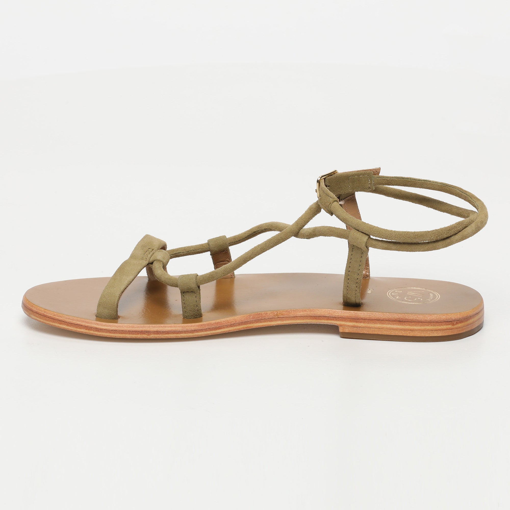TAYLEE sandales spaghetti en cuir olive
