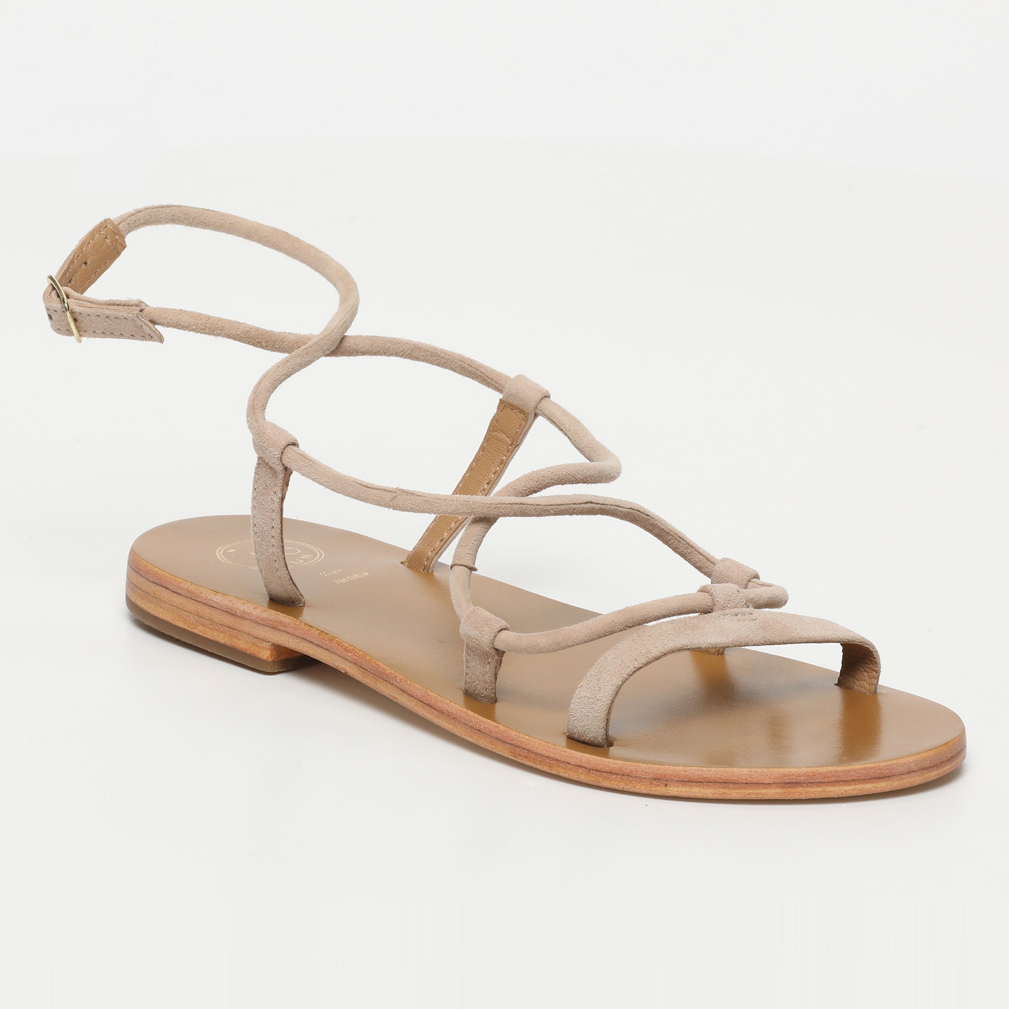 TAYLEE sandales spaghetti en cuir beige clair