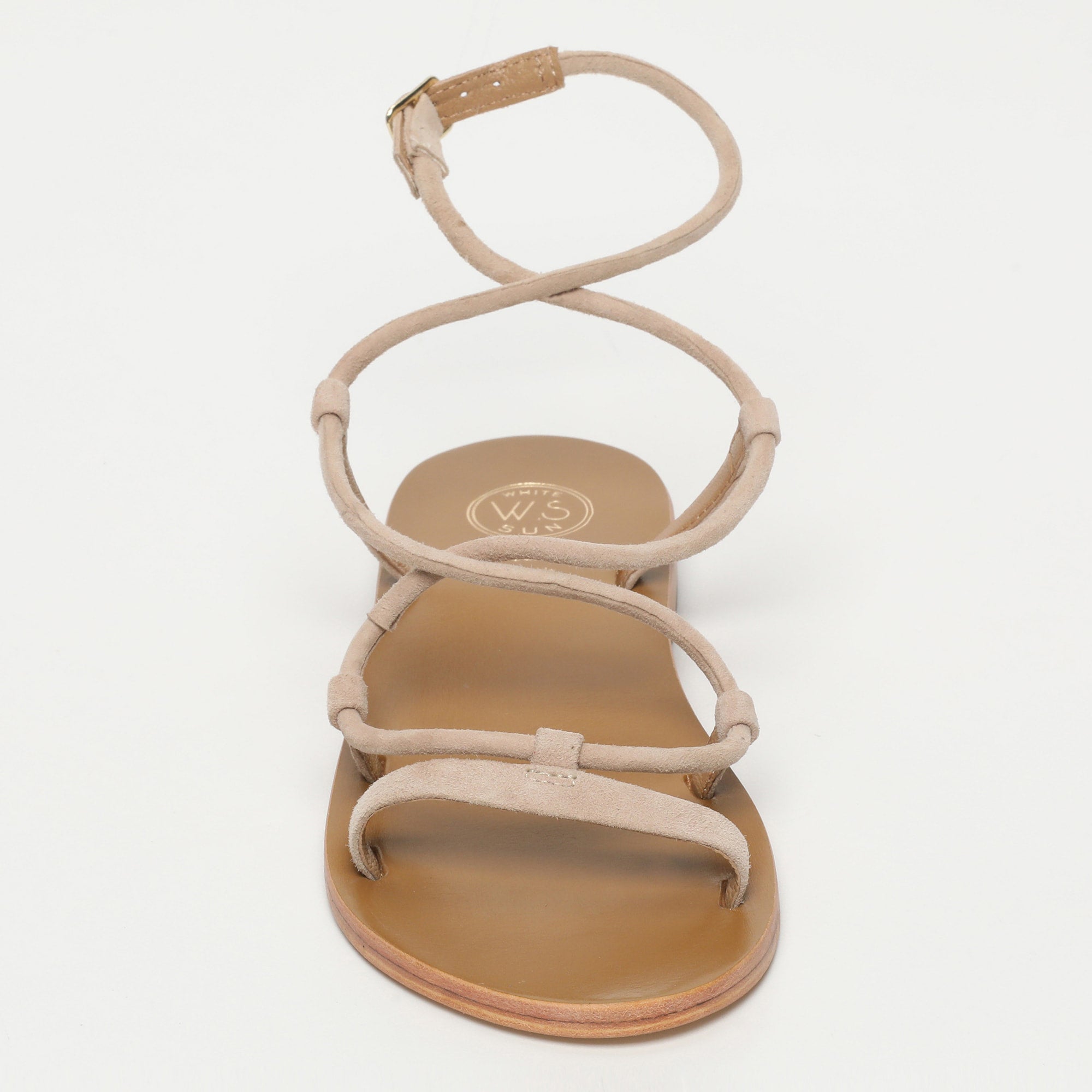 TAYLEE sandales spaghetti en cuir beige clair