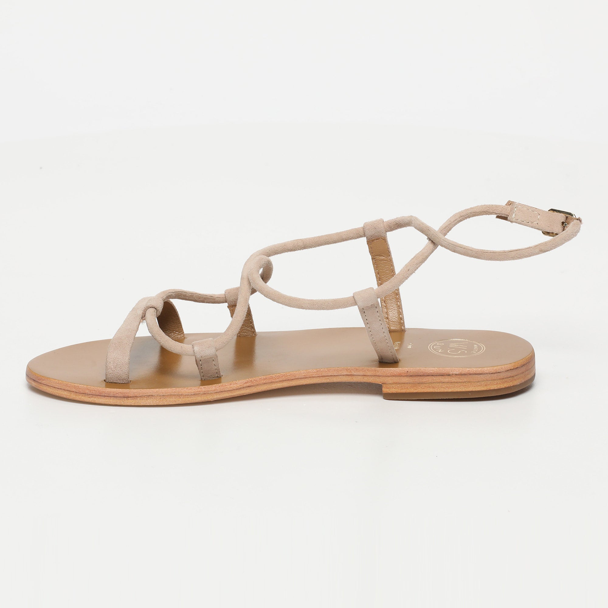 TAYLEE sandales spaghetti en cuir beige clair