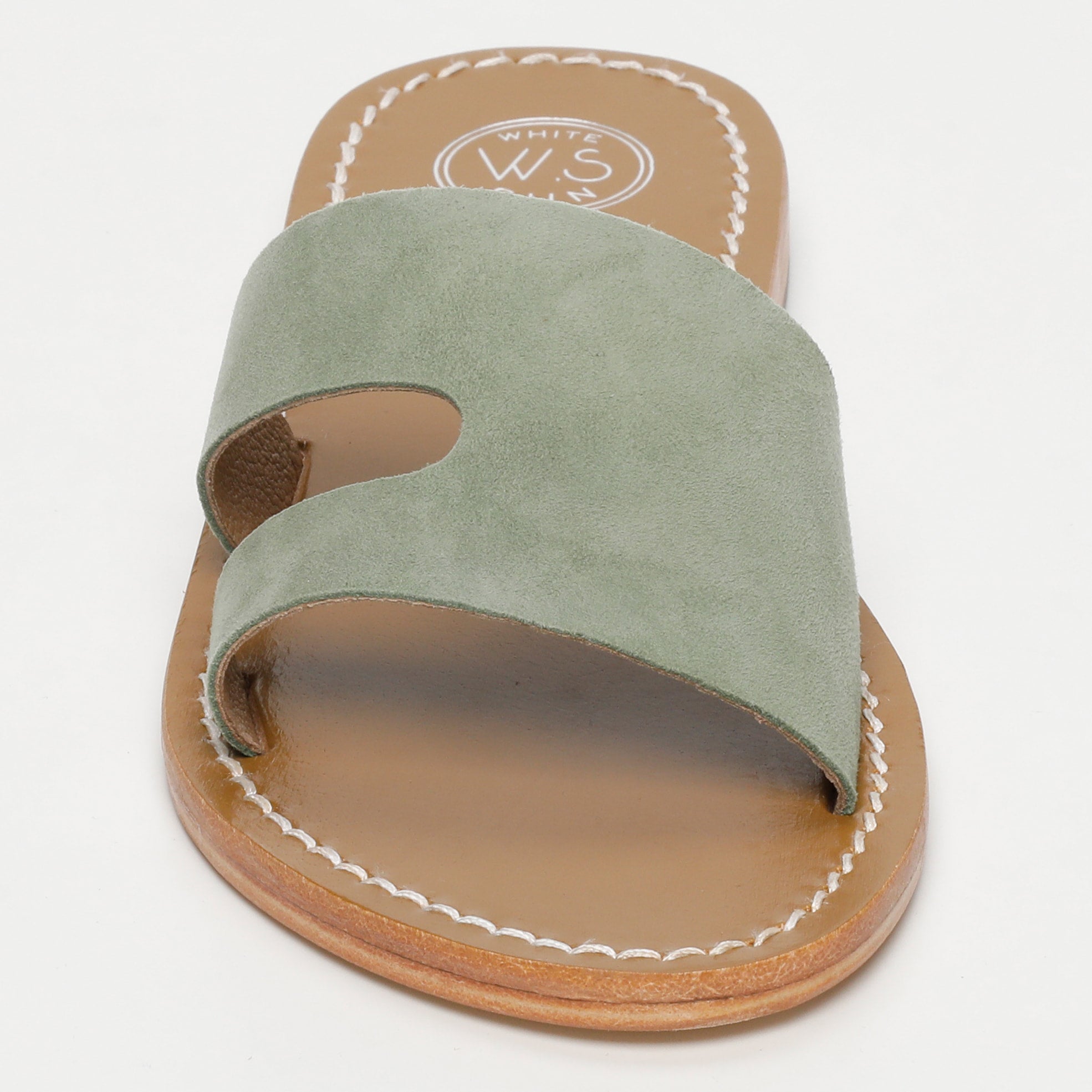 THERESE mules en cuir kaki clair