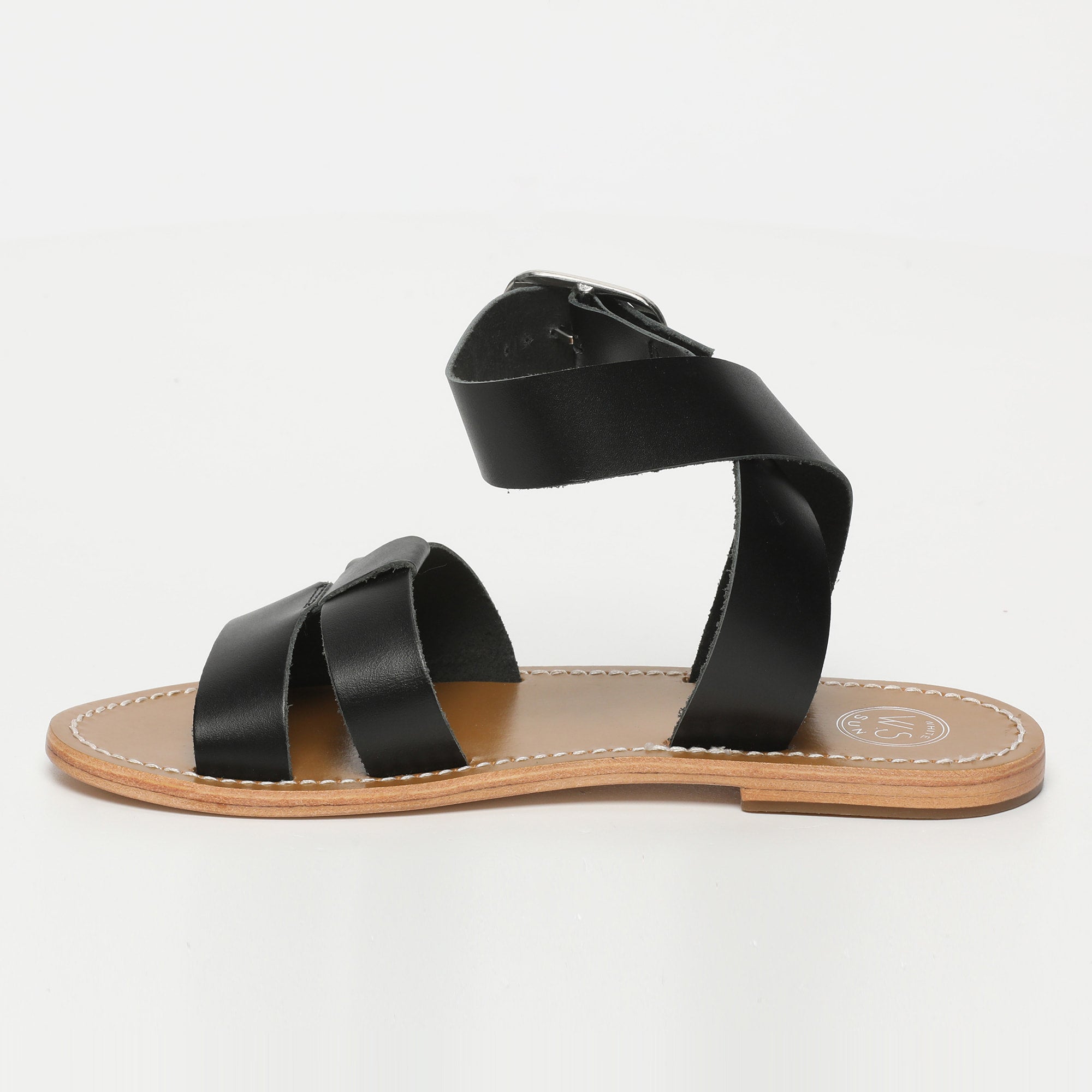 TAHANI sandales bracelet de cheville en cuir noir