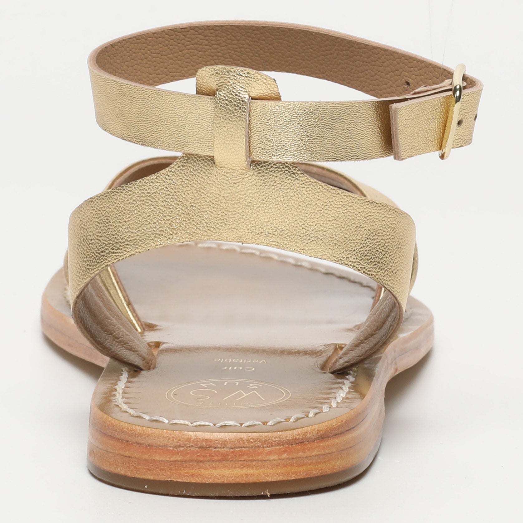TERRI sandales bracelet de cheville en cuir or foncé