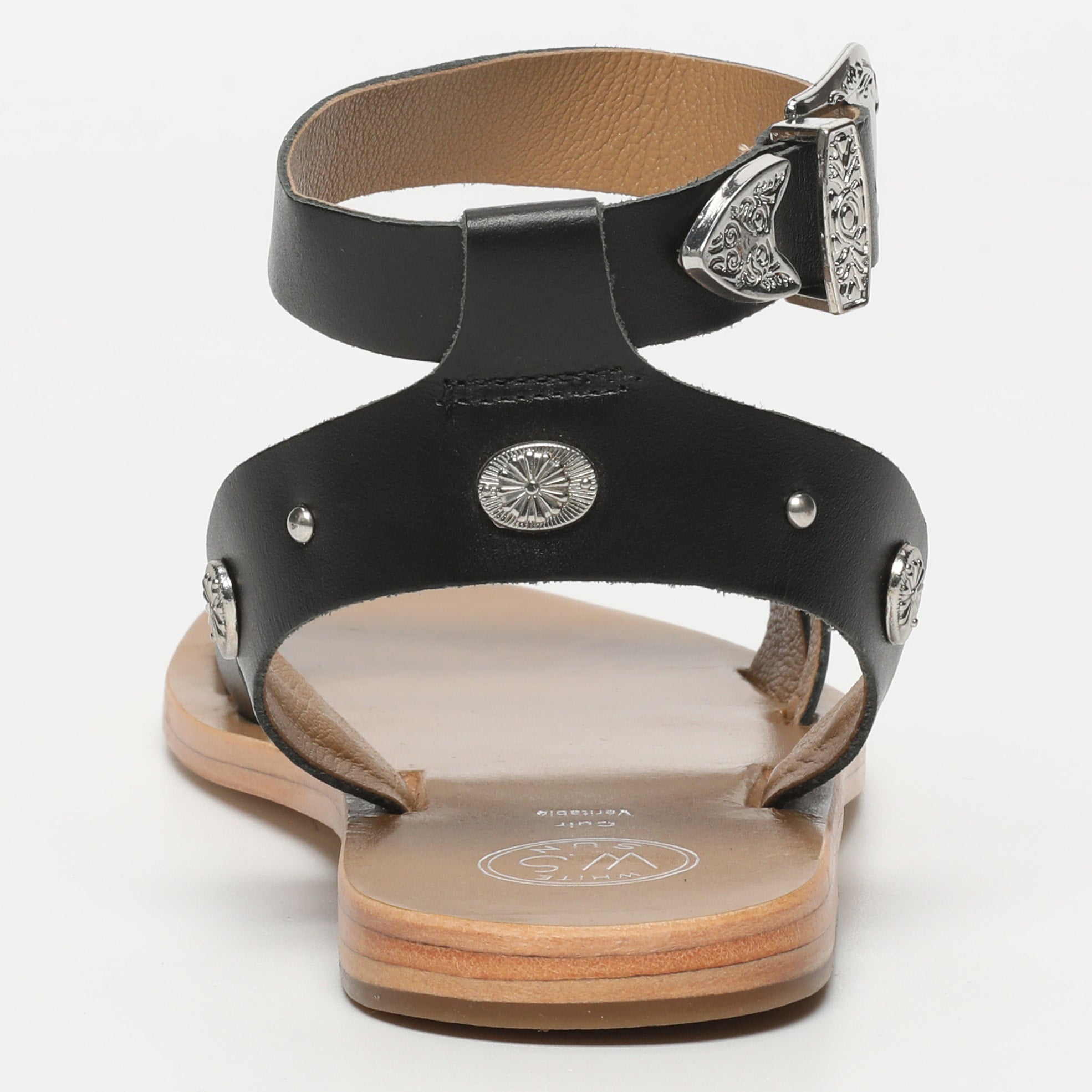 BAANI sandales spartiates bracelet de cheville en cuir noir