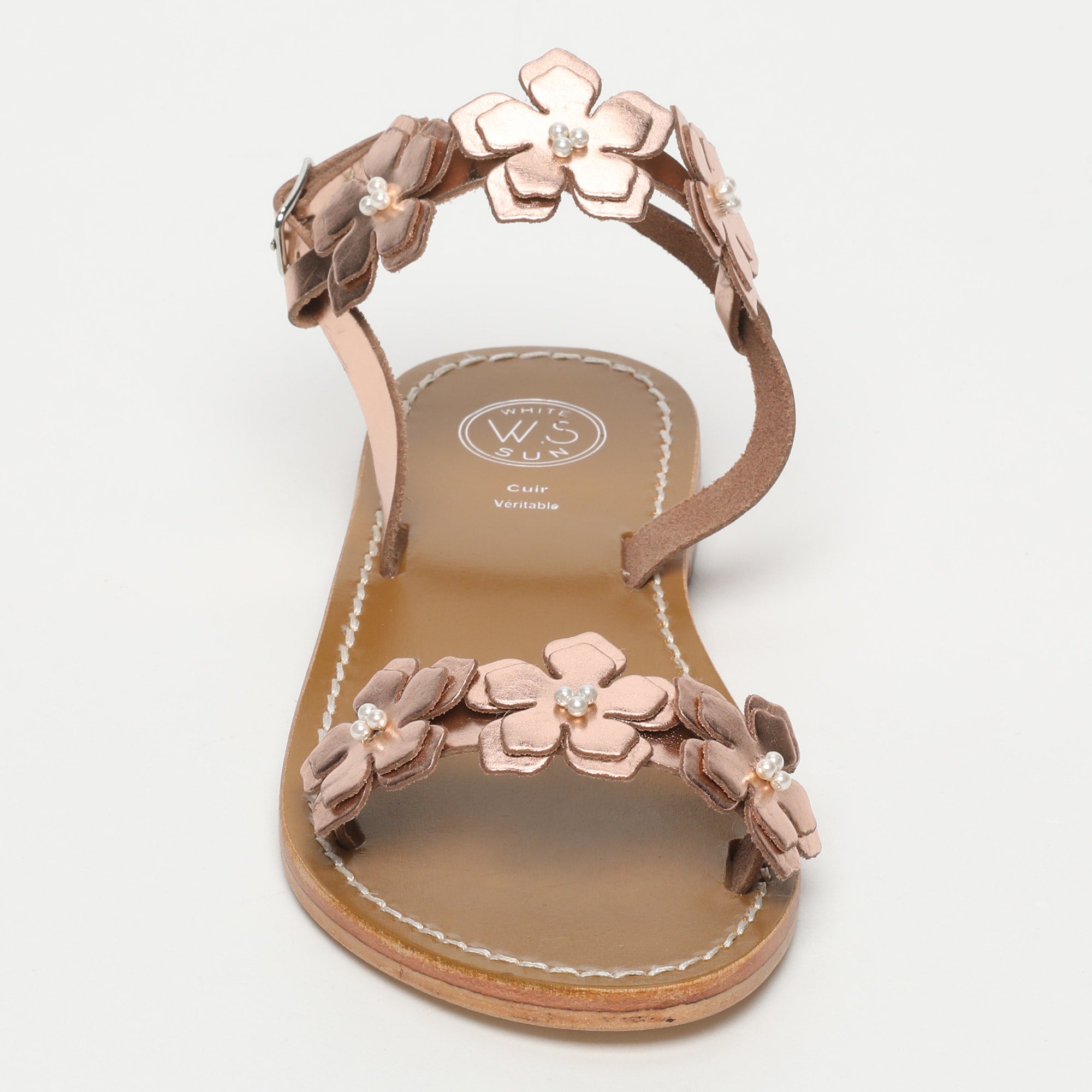 BABITA sandales fantaisie en cuir or rose