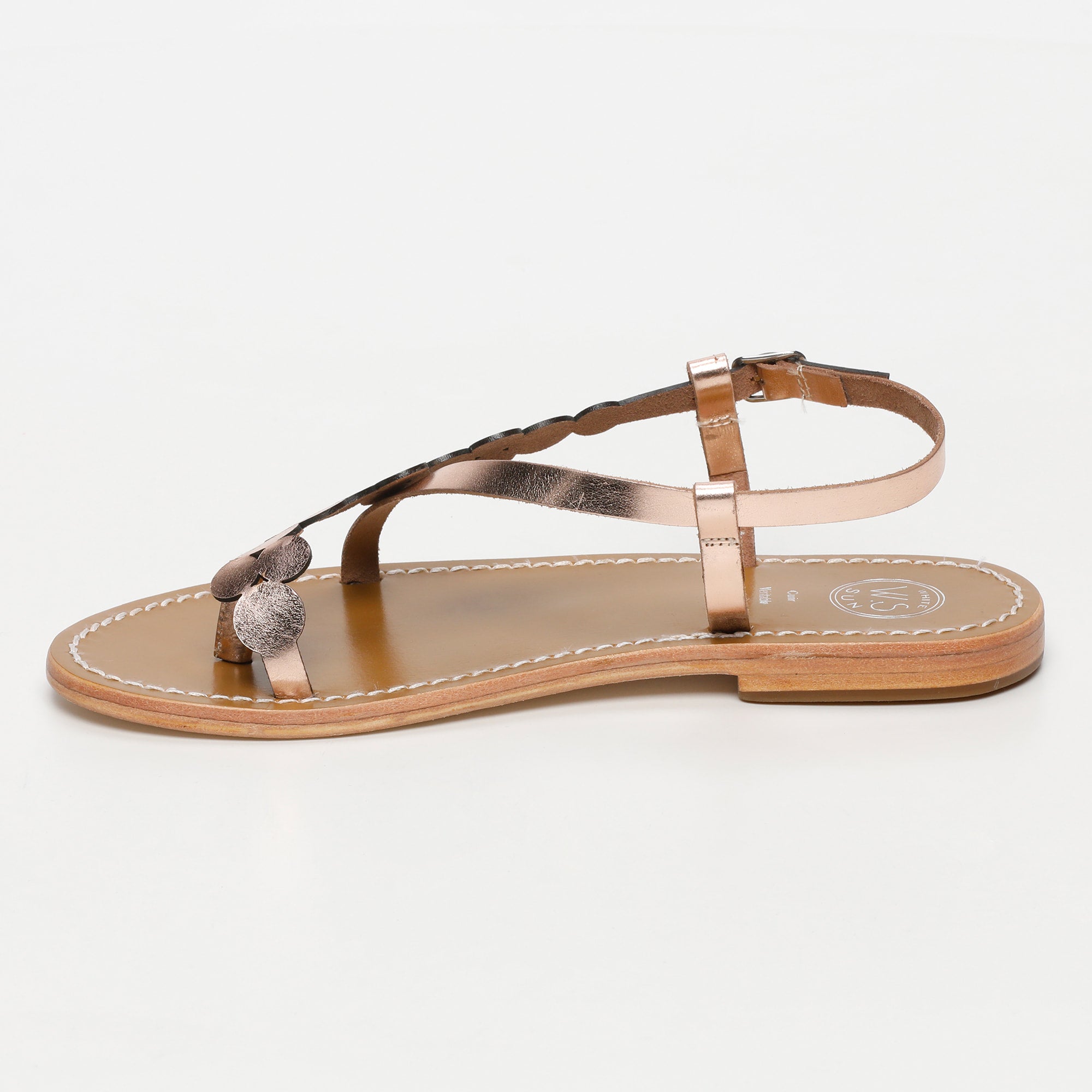 BABLI sandales entre doigt fantaisie en cuir or rose