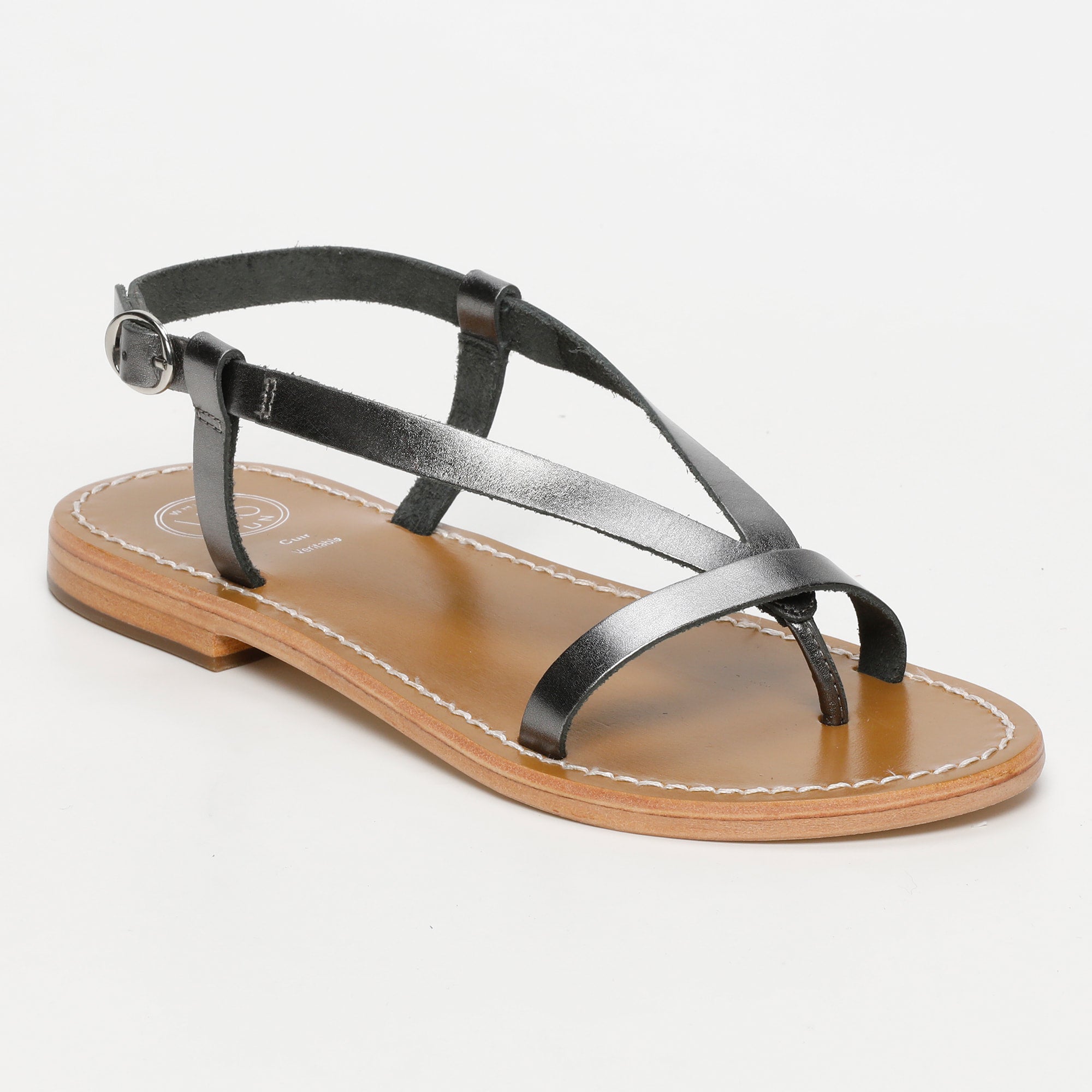 BAHULA sandales fantaisie en cuir étain