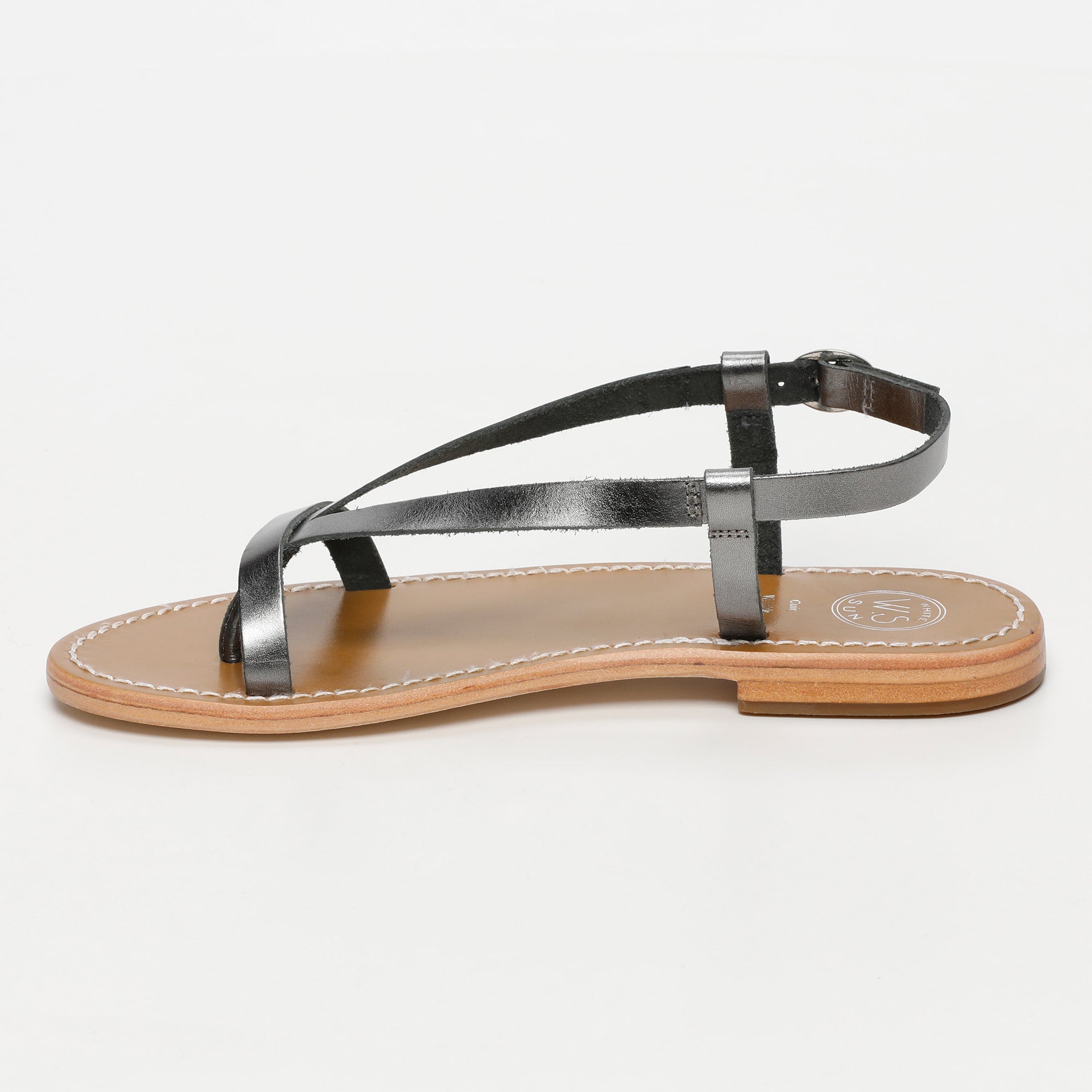 BAHULA sandales fantaisie en cuir étain