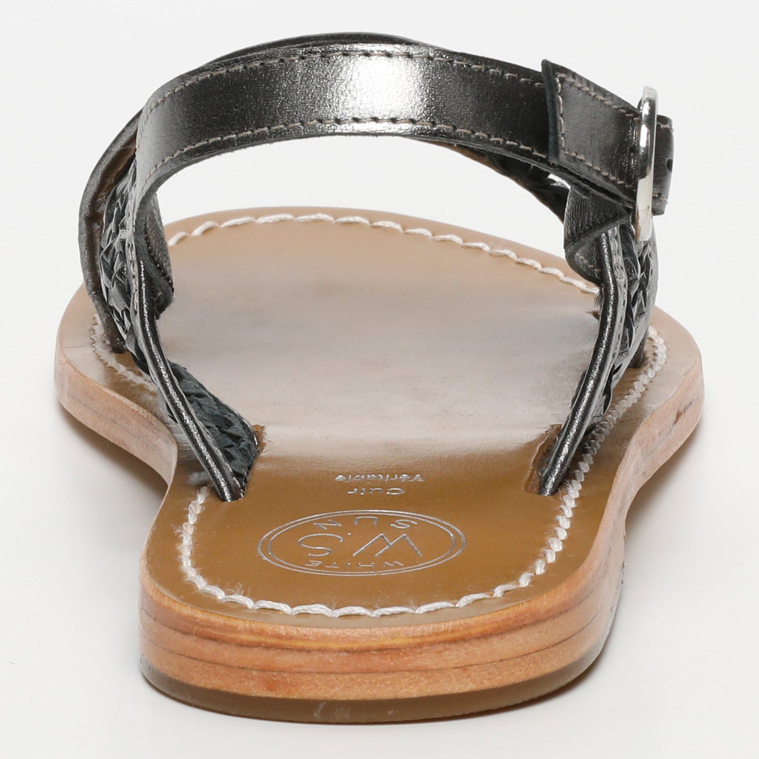 BAISHAKH sandales tresse en cuir étain