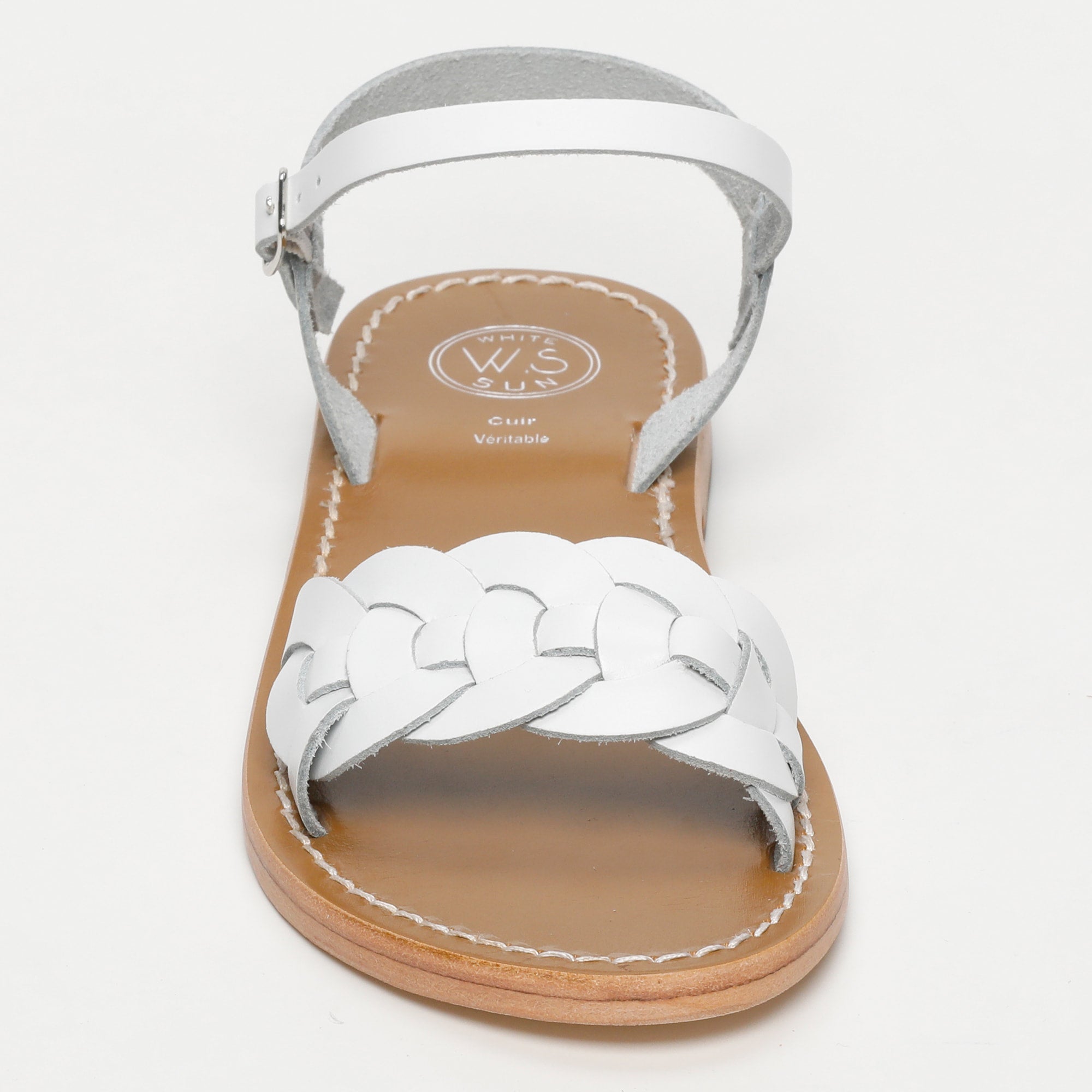 BANDANA sandales en cuir blanc