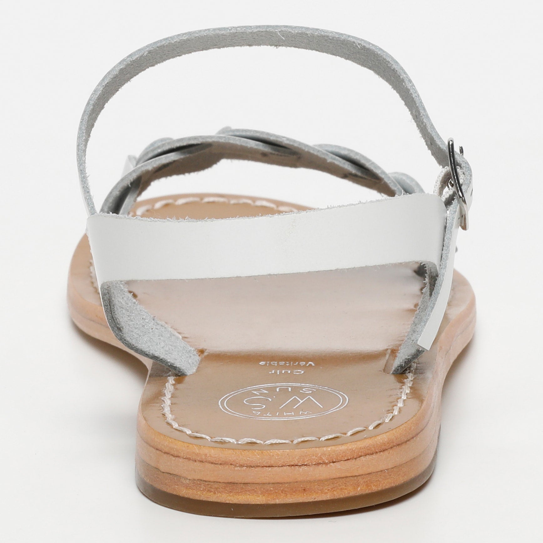 BANDANA sandales en cuir blanc