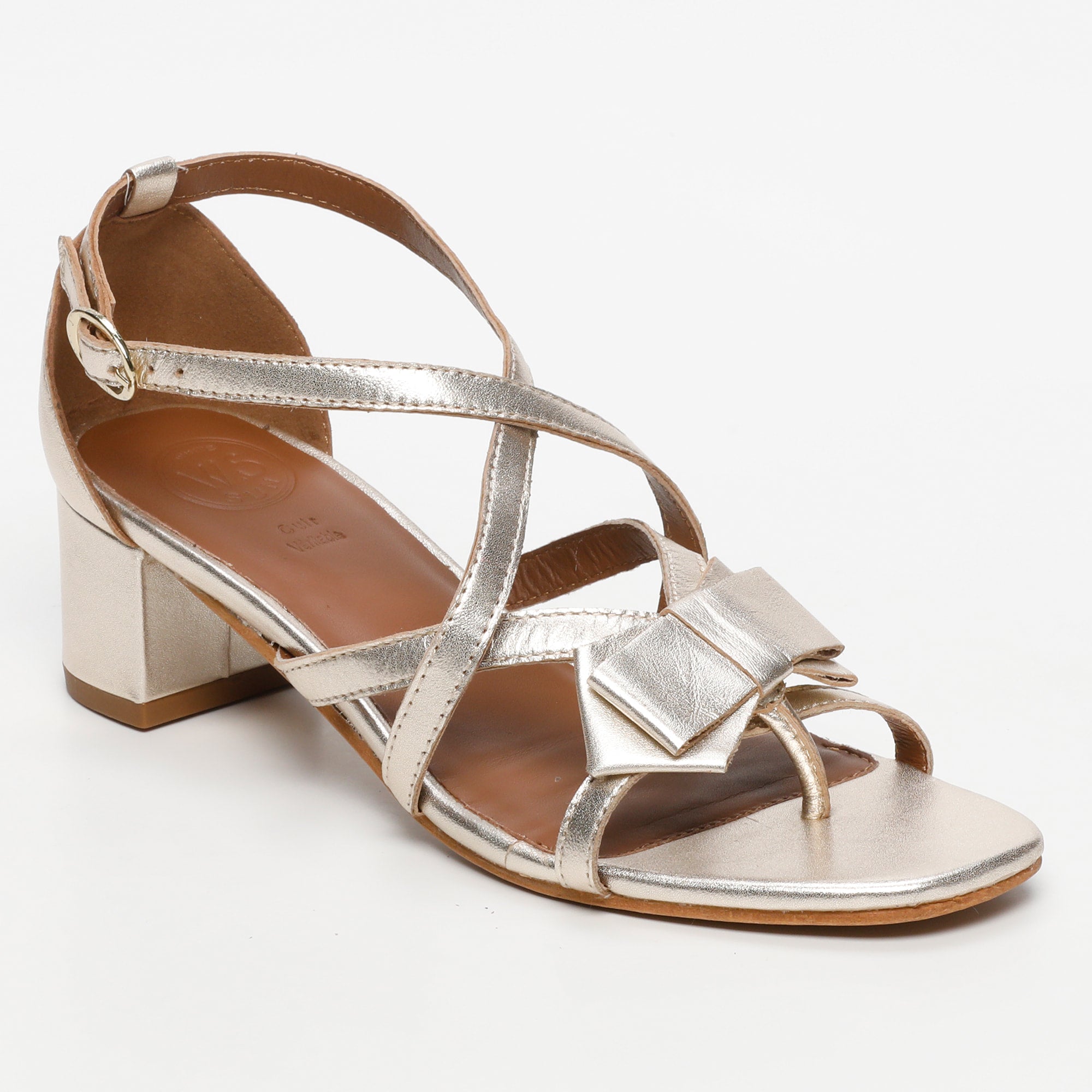 AUGUSTA sandales talon fantaisie en cuir or