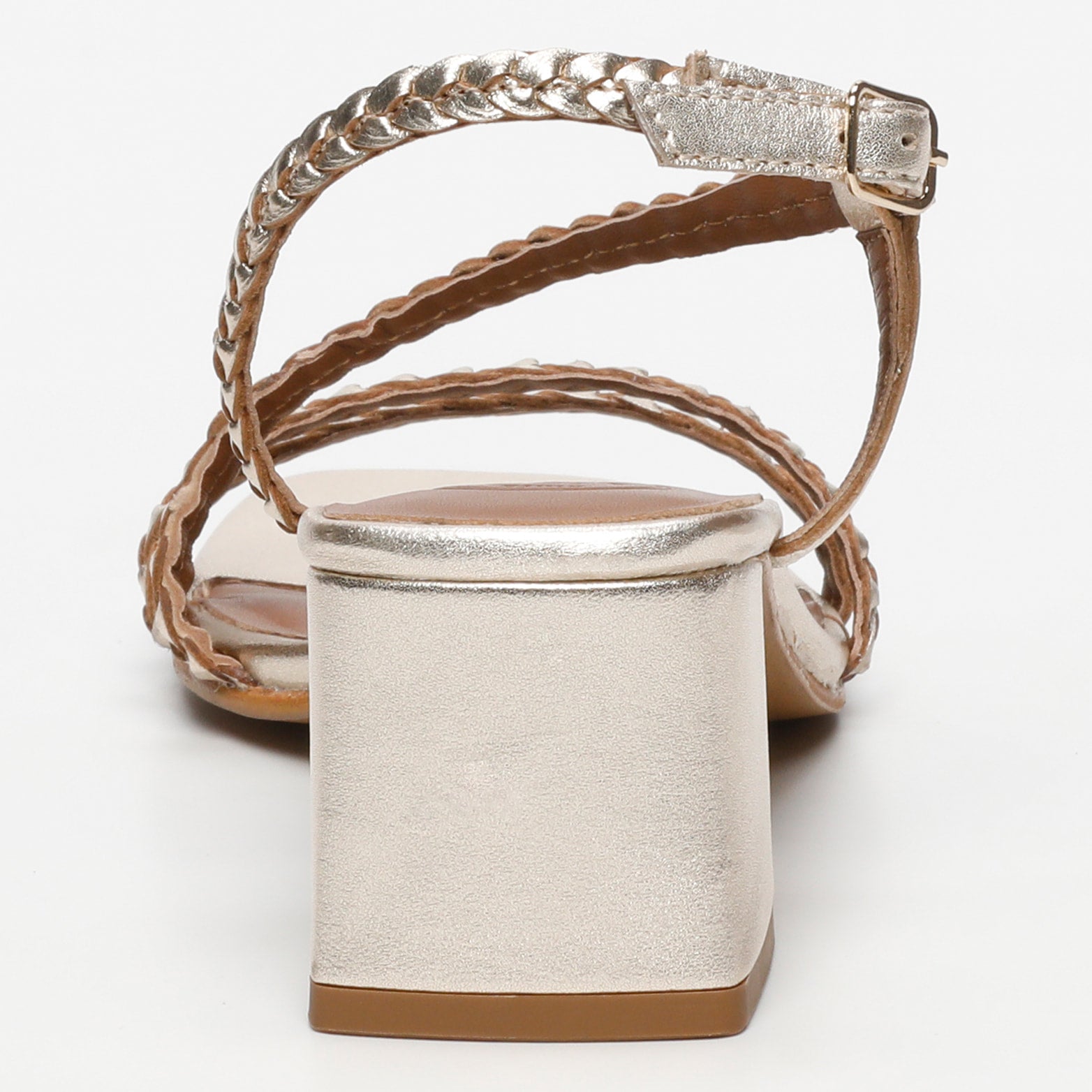 RIVIERA sandales talon tresse en cuir or