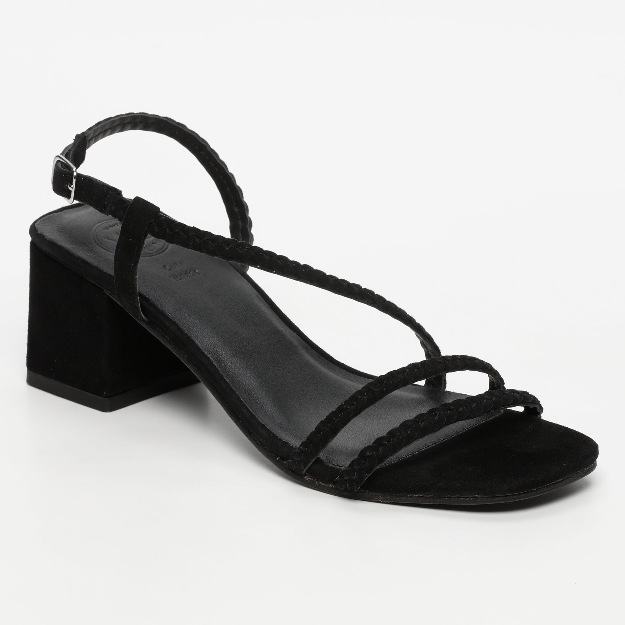 RIVIERA sandales talon tresse en cuir noir