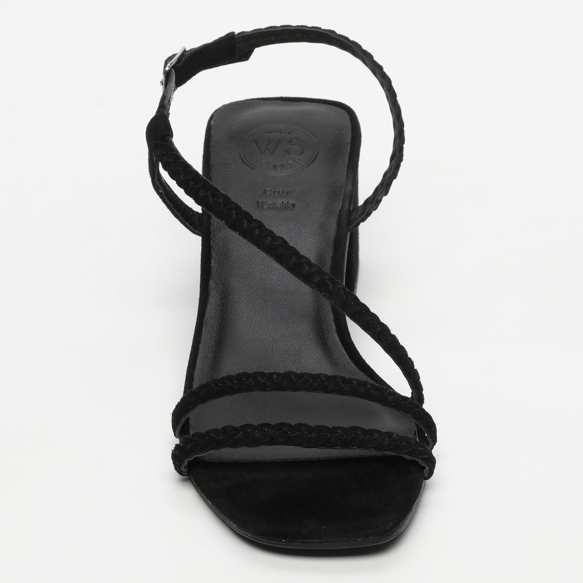 RIVIERA sandales talon tresse en cuir noir
