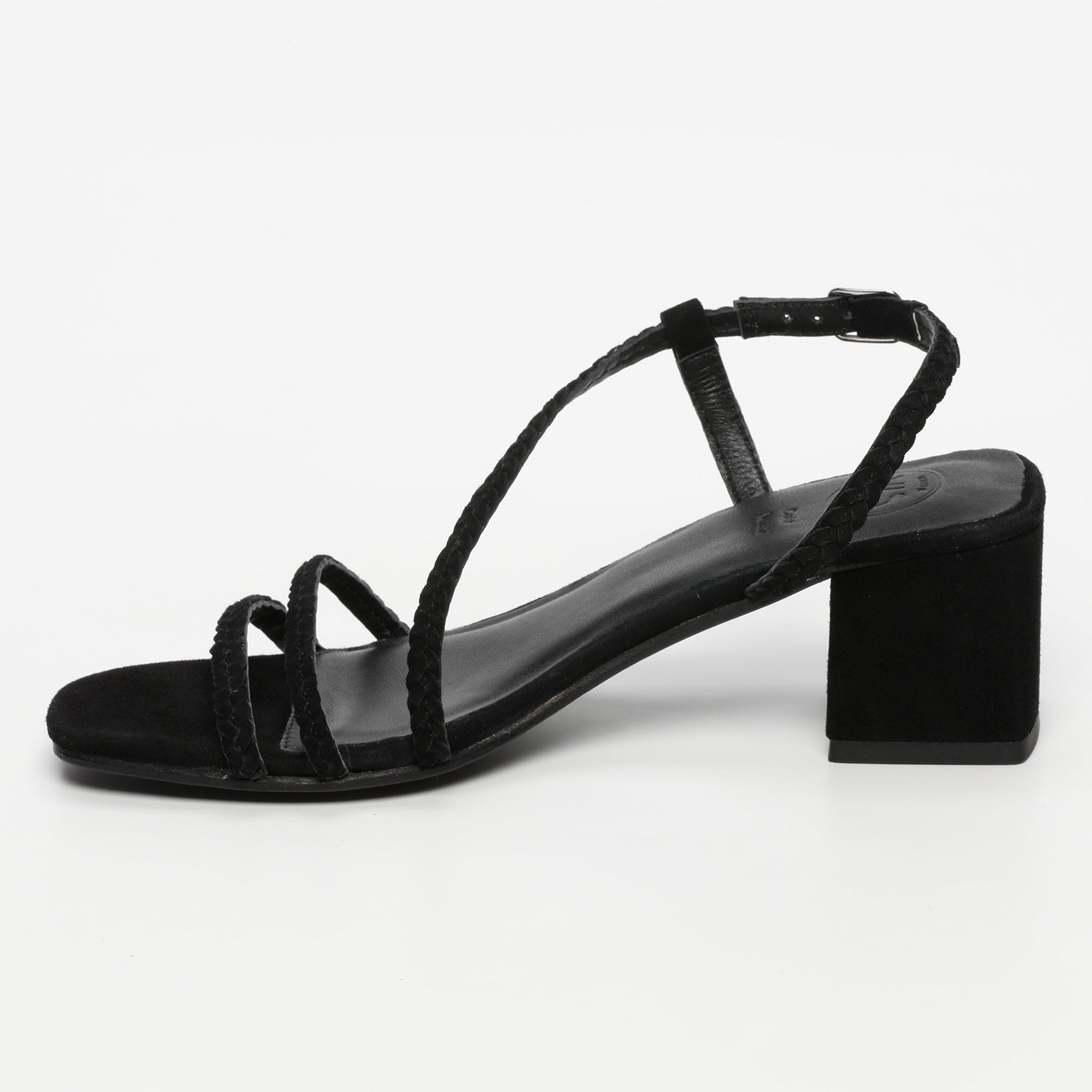 RIVIERA sandales talon tresse en cuir noir
