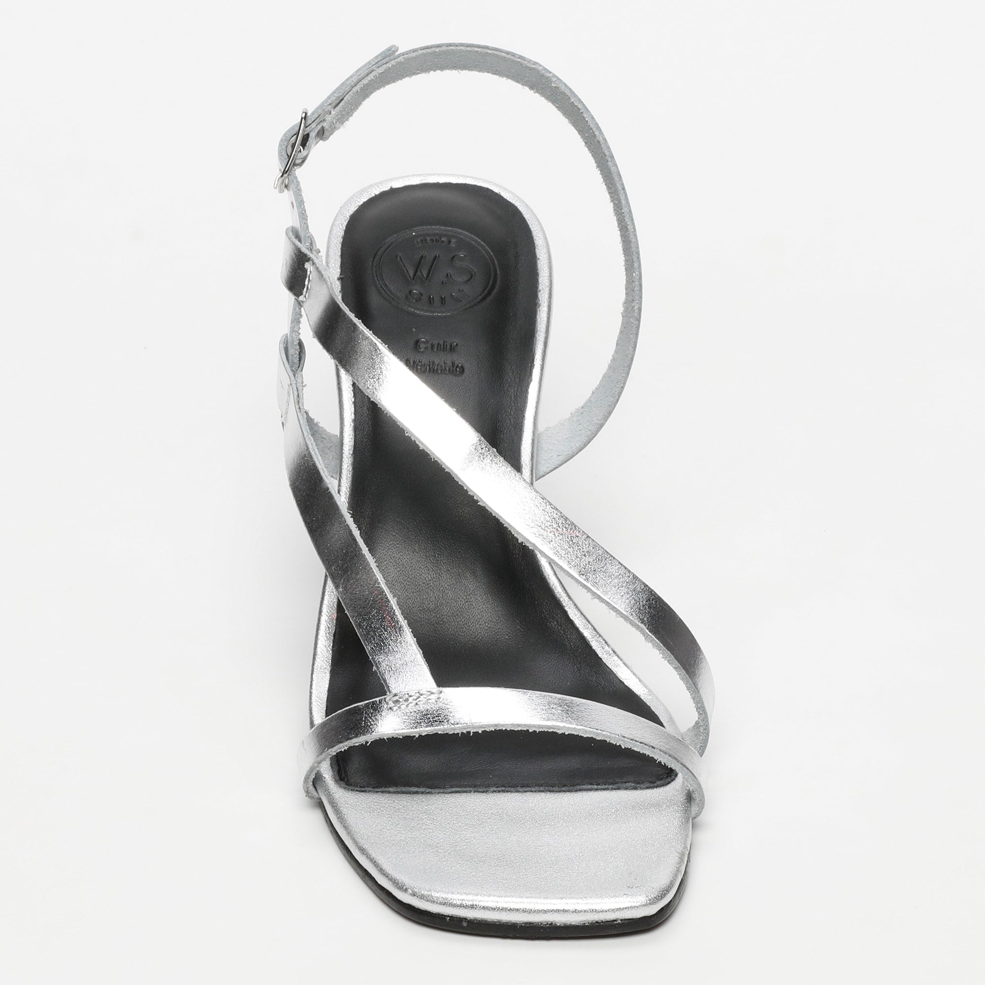 JAIPUR sandales talon en cuir argent