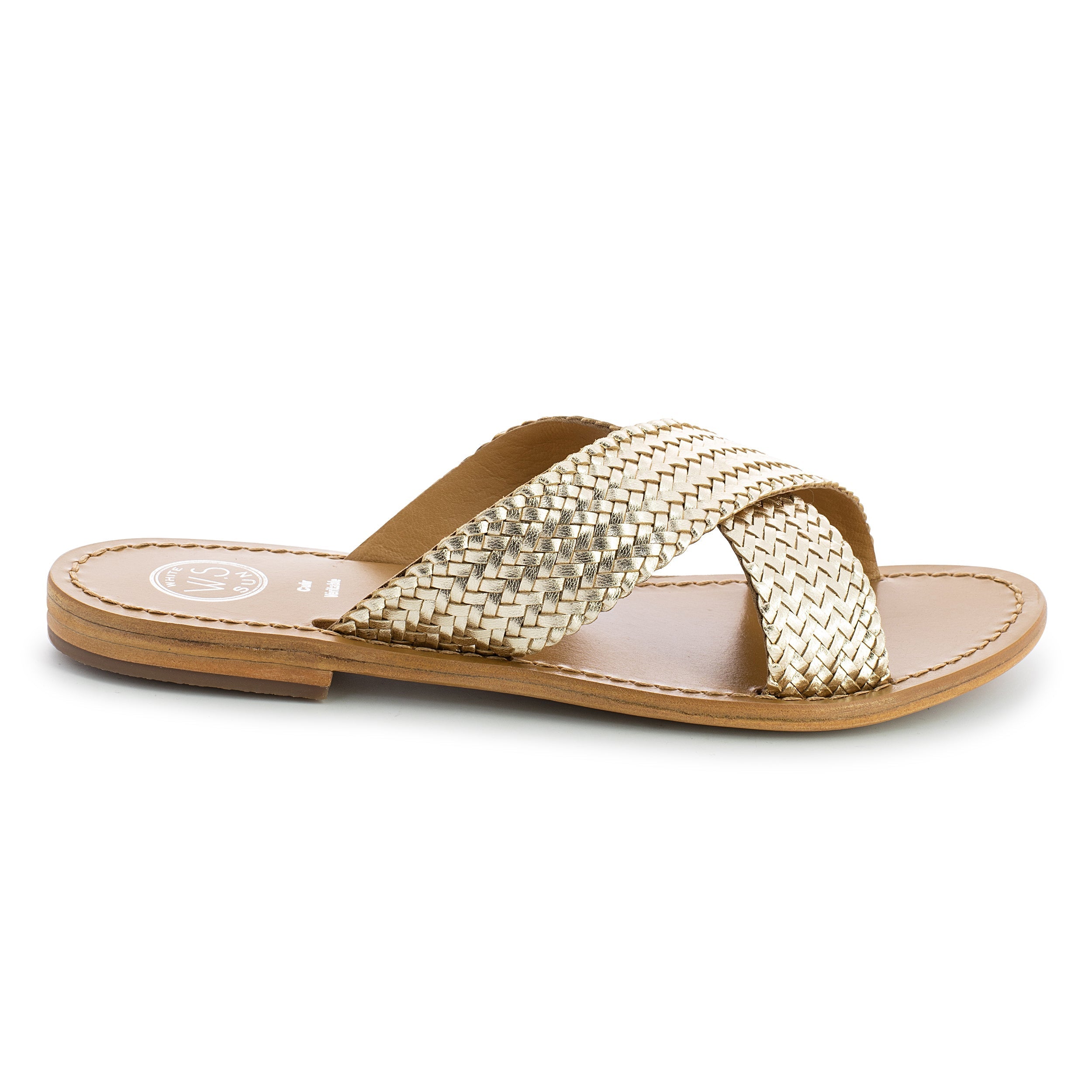 MALVARROSA mules tresse en cuir or
